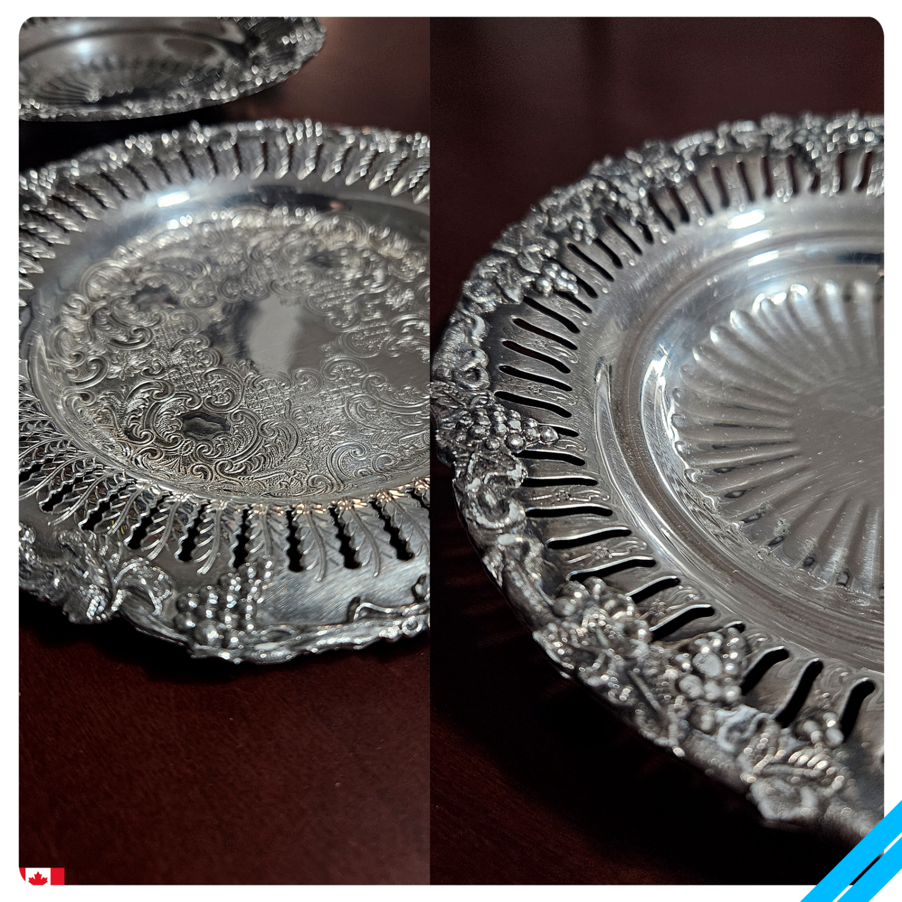 Ornate Pierced Silver Plated Trays  Set of 2 - photo 2