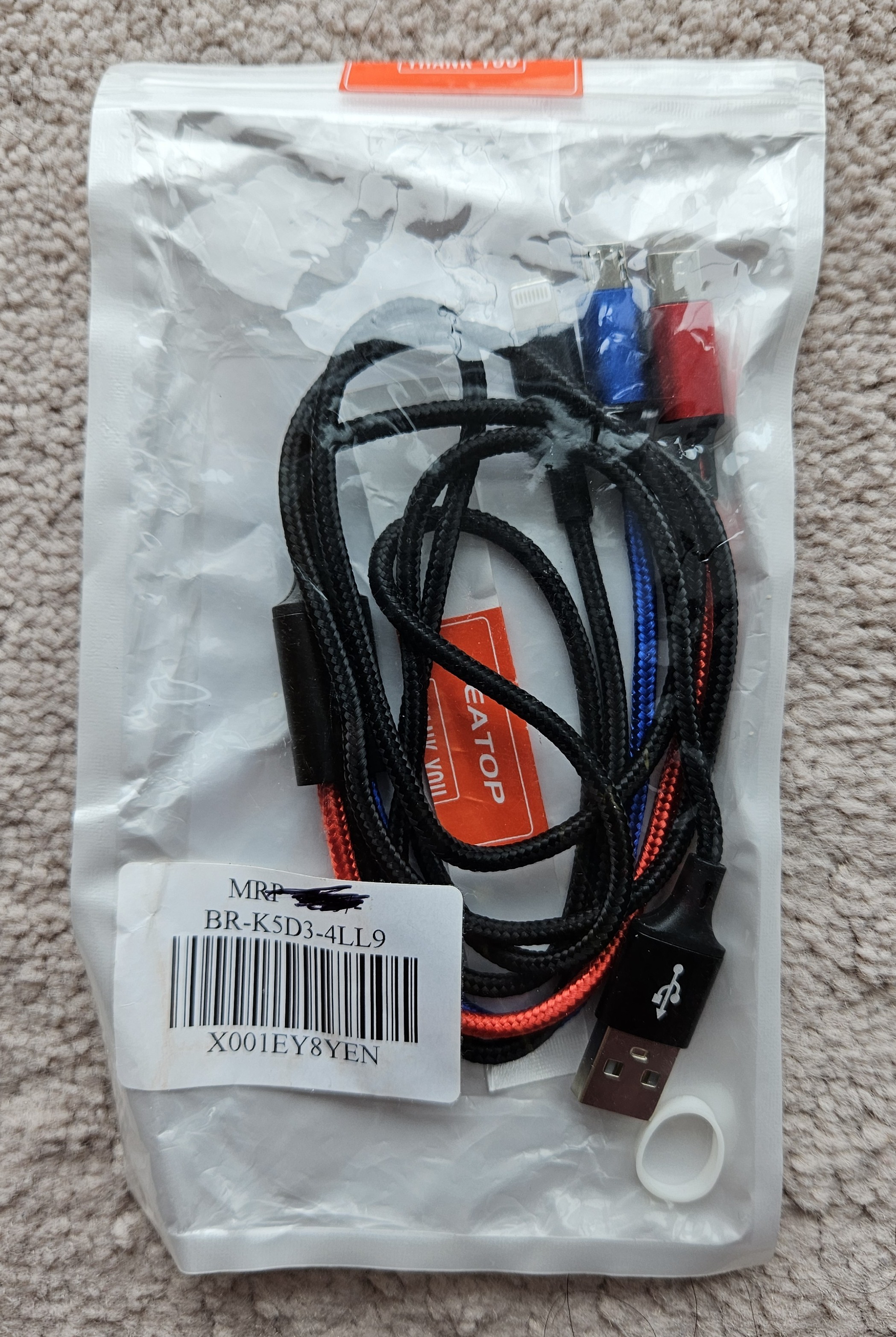 BRAND NEW ANDROID AND APPLE 3 IN 1 CHARGING CABLE (3FT) - photo 3