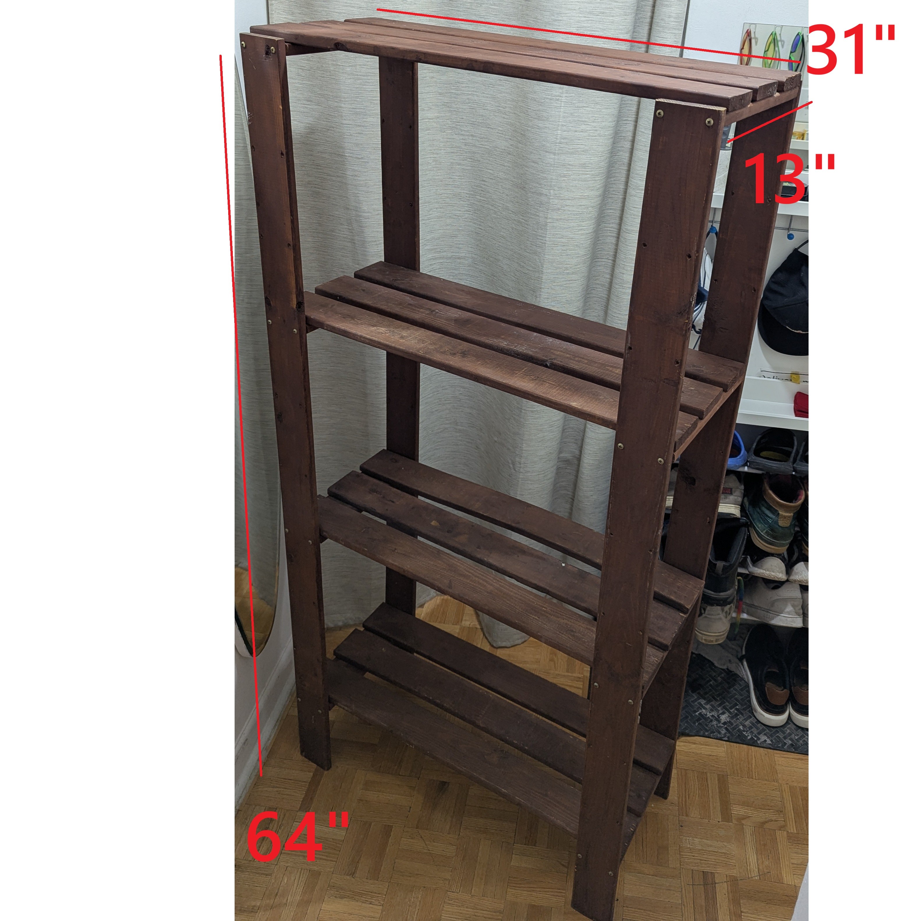 IKEA 4-Tier Storage Rack Solid Wood Pine Shelving Unit Organizer