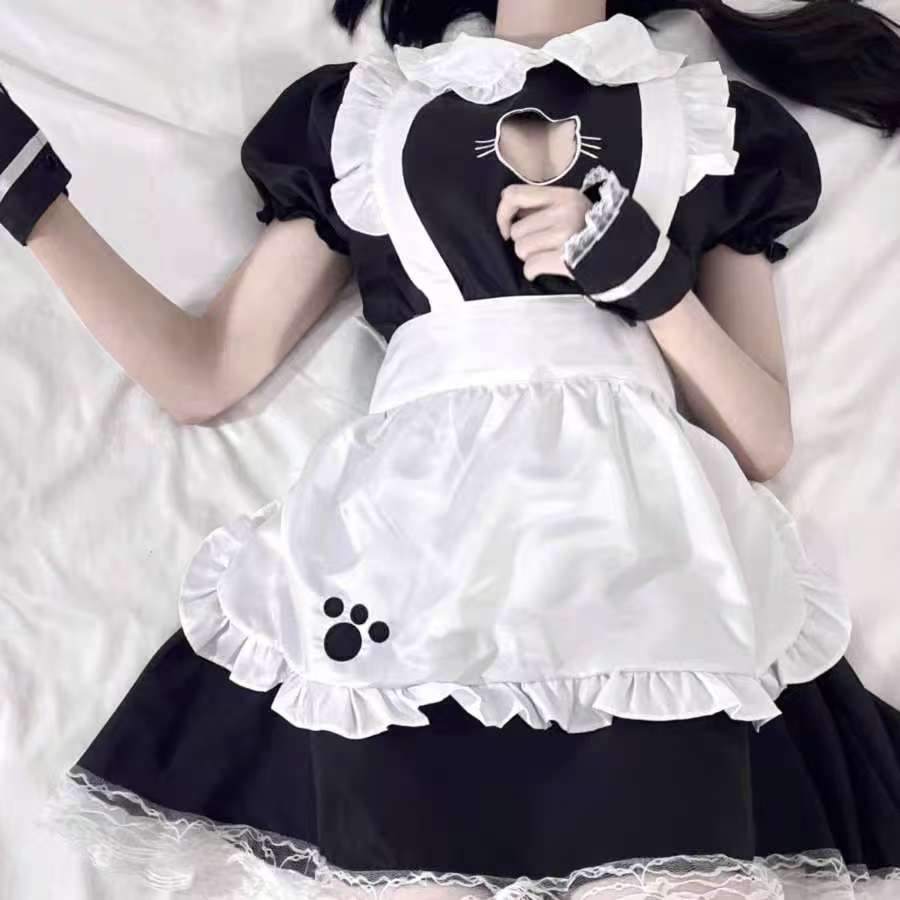 Halloween Costume Black & White Cat Maid Outfit - photo 3