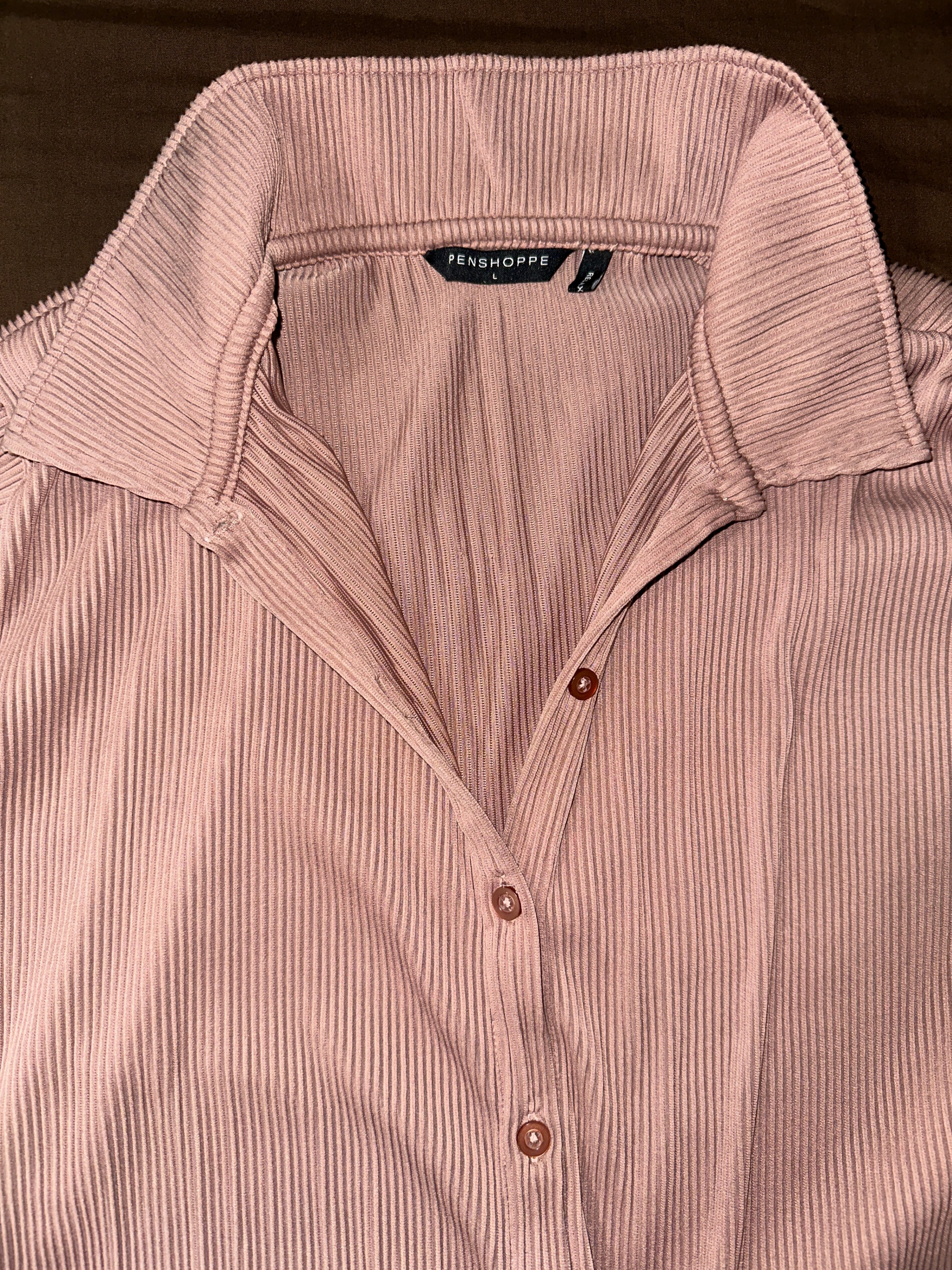 Penshoppe -  Pink Corduroy Button-Down Shirt - photo 2