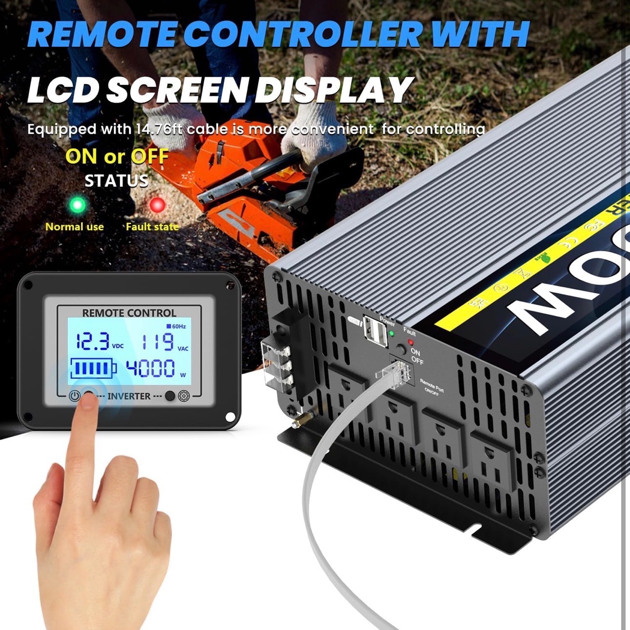 4000 Watt Pure Sine Wave Inverter 12v-110v Remote Control Off-gr - photo 4