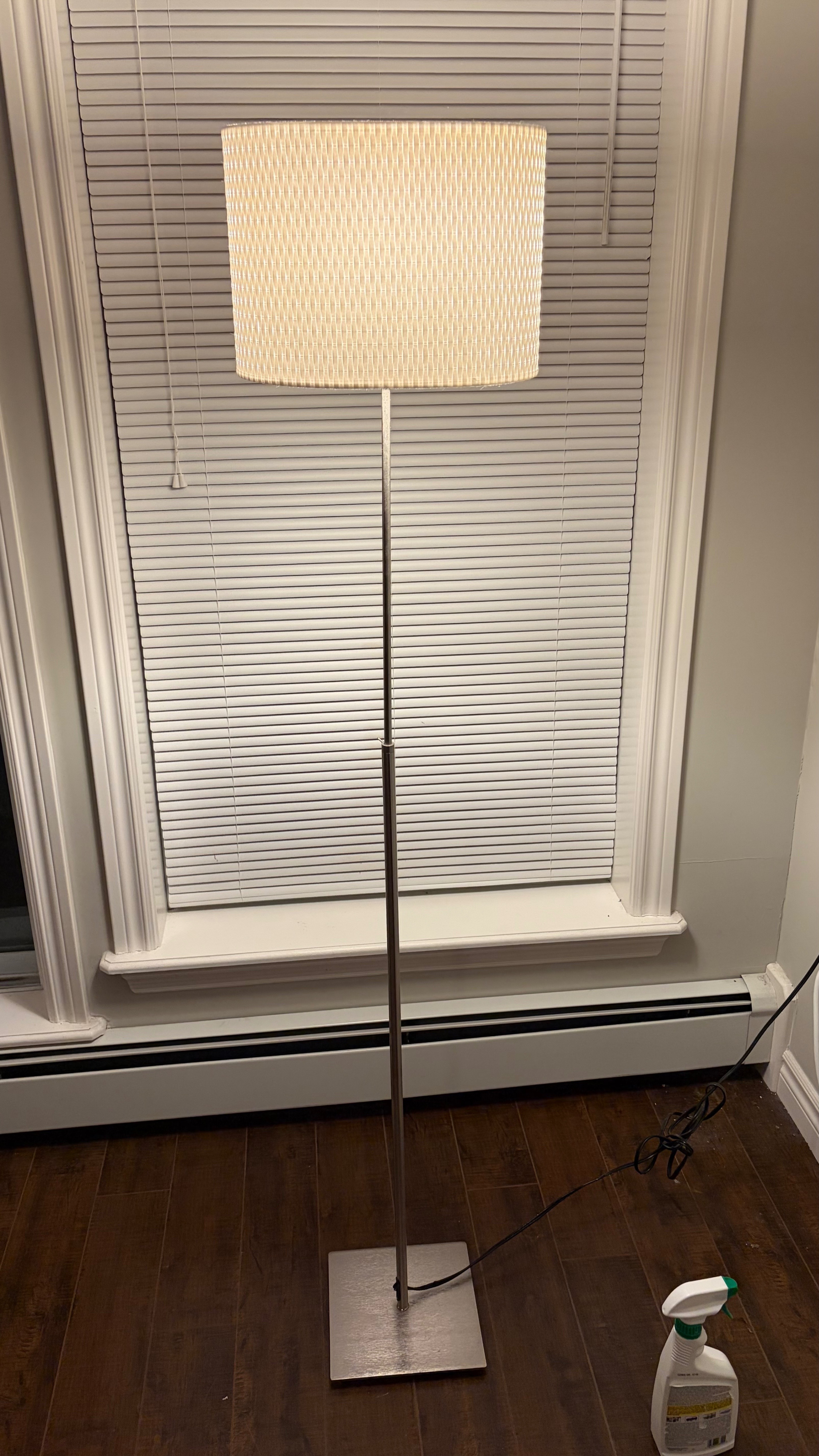 IKEA ALANG Floor Lamps Pair White Shades Silver Base - PAIR - photo 2