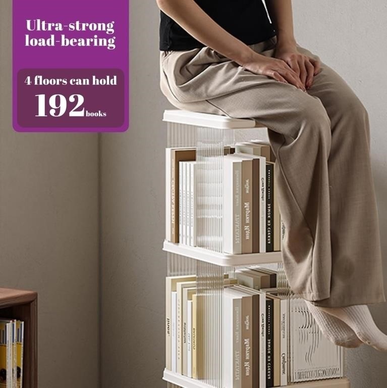4-Tier Bookshelf Storage Unit with Wheels
