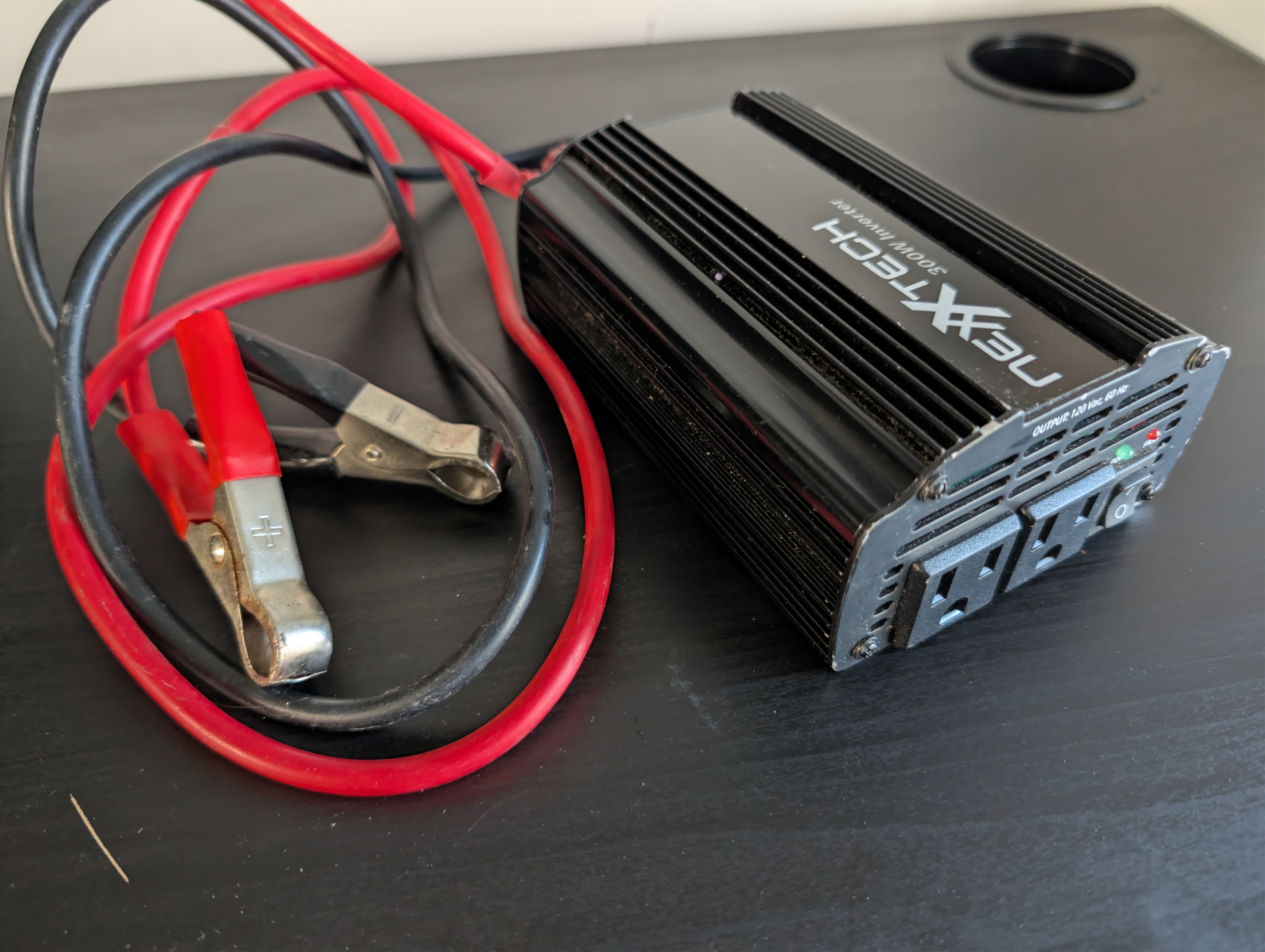 300W Power Inverter (12V DC to 120V AC) with Clamps