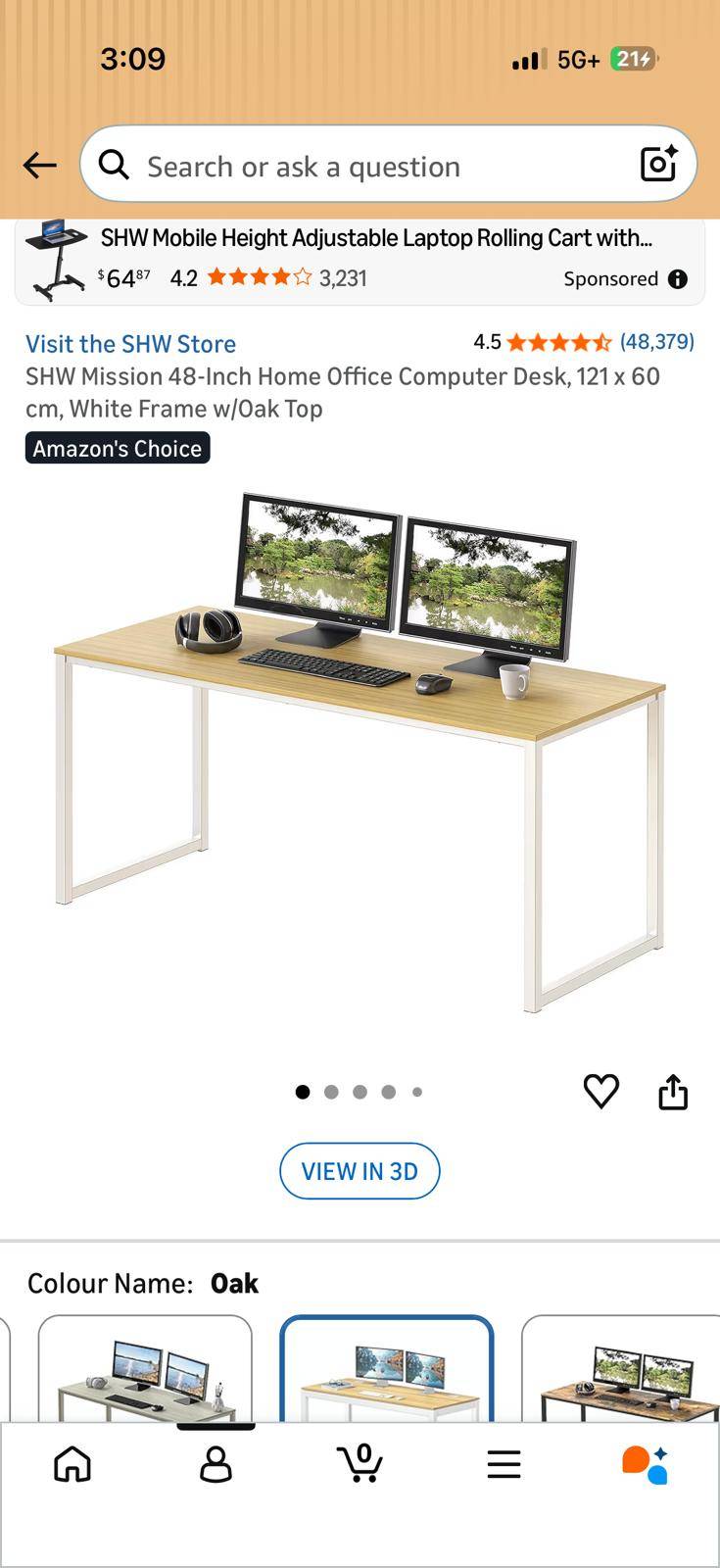 SHW Mission 48-Inch Home Office Computer Desk - photo 3