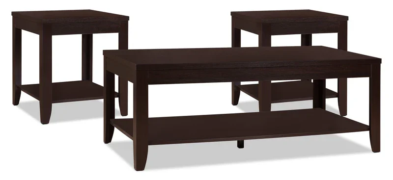 47.3" Traditional 3-Pack Coffee + 2 End Tables - Espresso Brown - photo 5