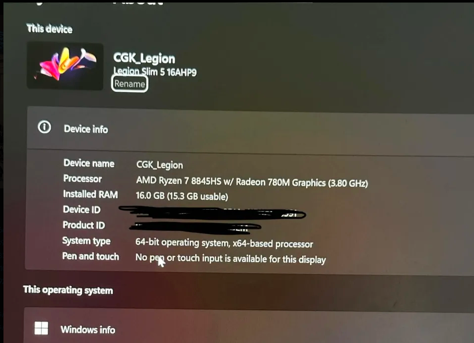 Lenovo Legion Slim 5 16AHP9 Gaming Laptop Ryzen7 8845HS RTX 4070 - photo 2