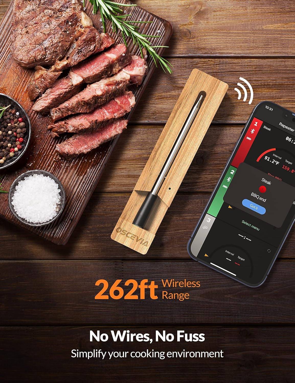 Oscevia Smart Meat  Wireless Food Thermometer Digital, Bluetooth - photo 5