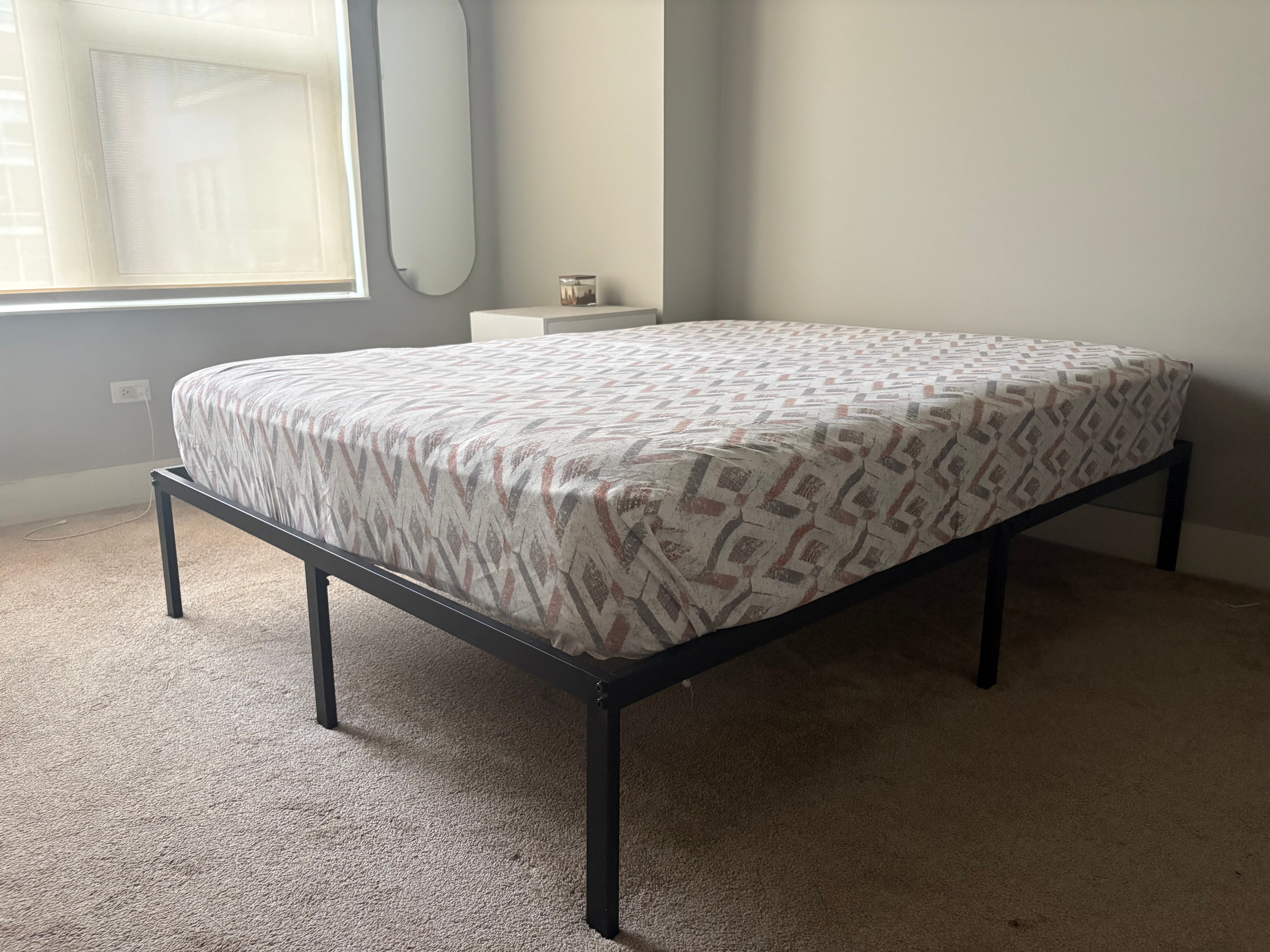 Queen metal bed frame with mattress (10")