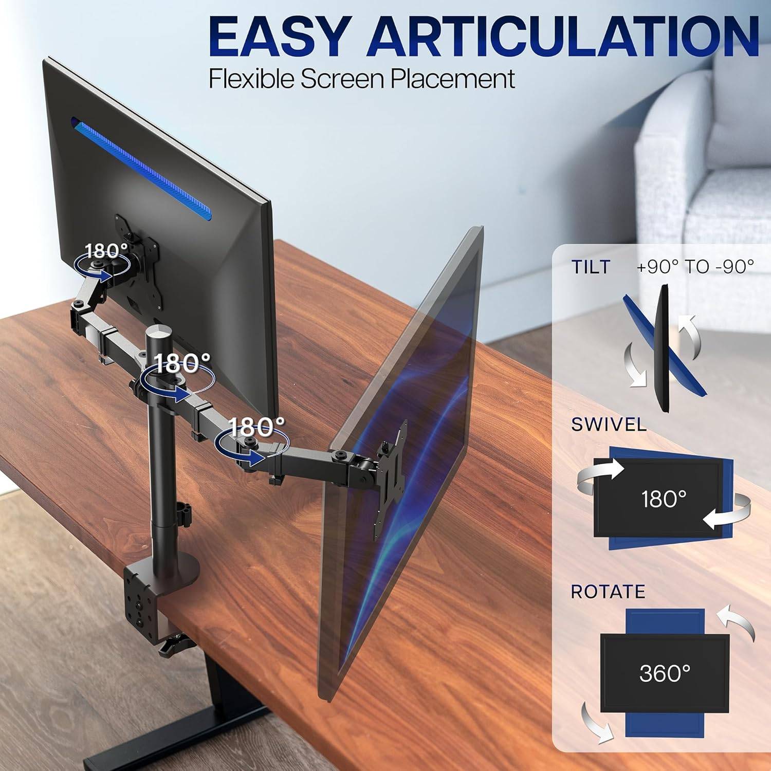 New  VIVO Dual Monitor Desk Mount Heavy Duty Fully Adjustable - photo 5
