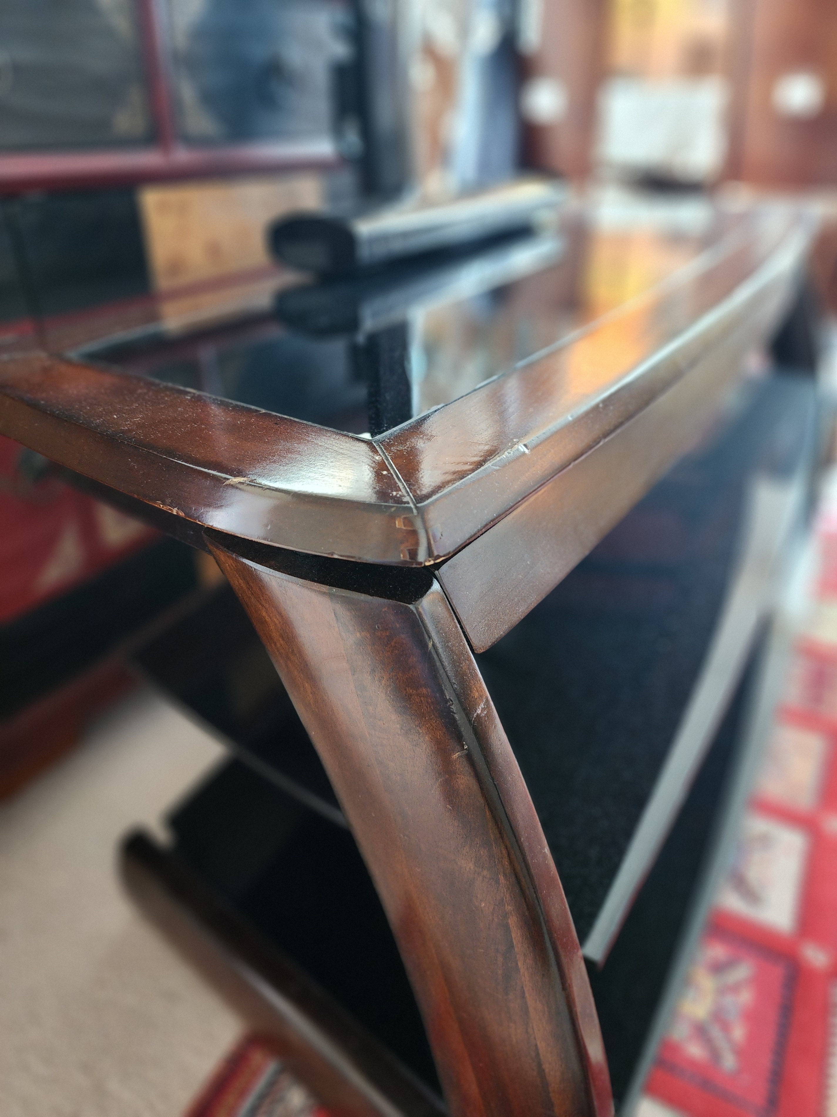 Wood & Glass TV Stand – Modern Curved Design