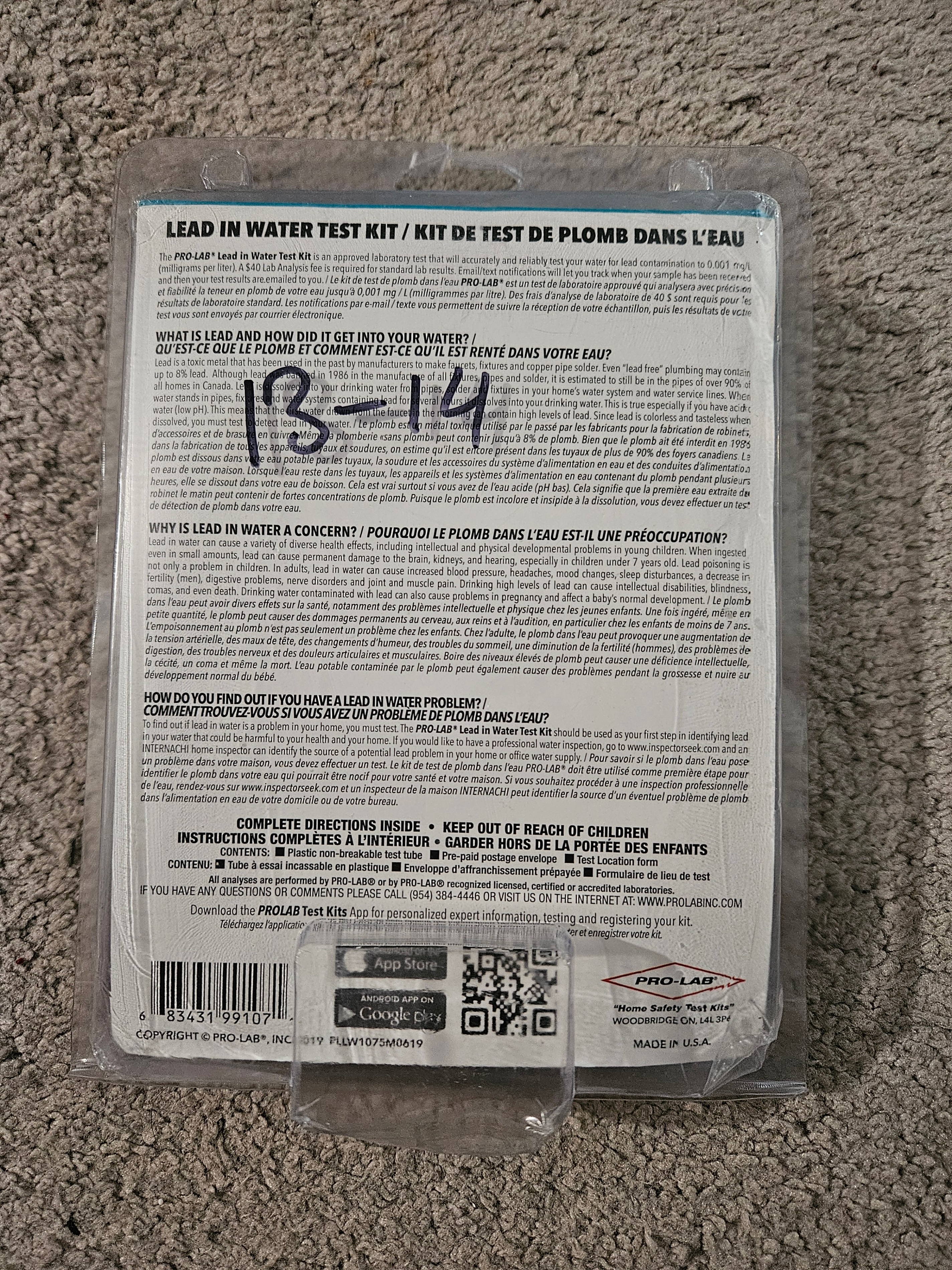 Pro-Lab Lead in Water Home Safety Test Kit (New) - photo 2