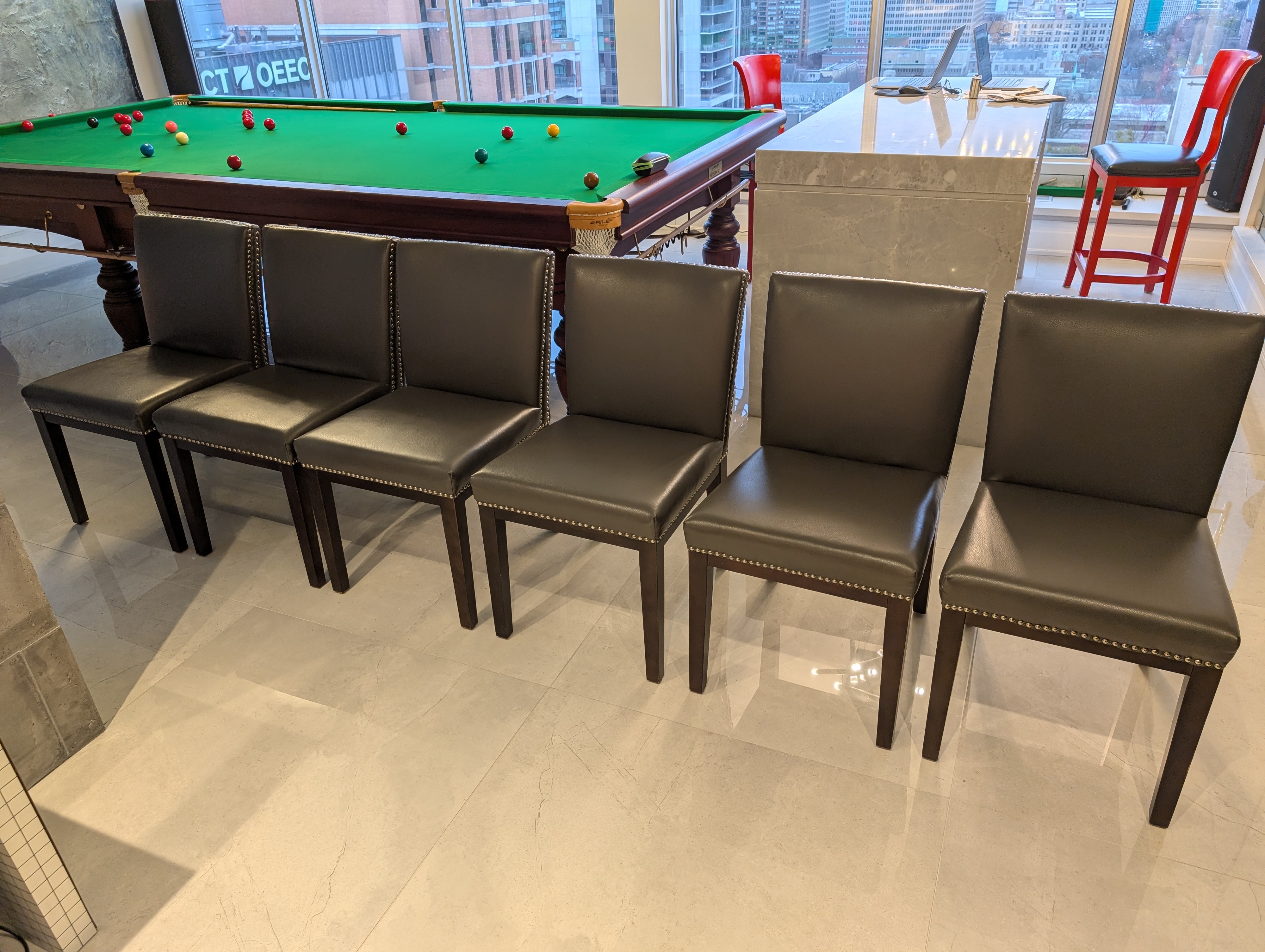 Leather-Look Dining Chairs with Nailhead Trim - photo 3