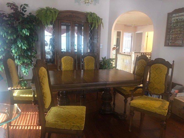 Formal Oak Dining Room Table and Chairs