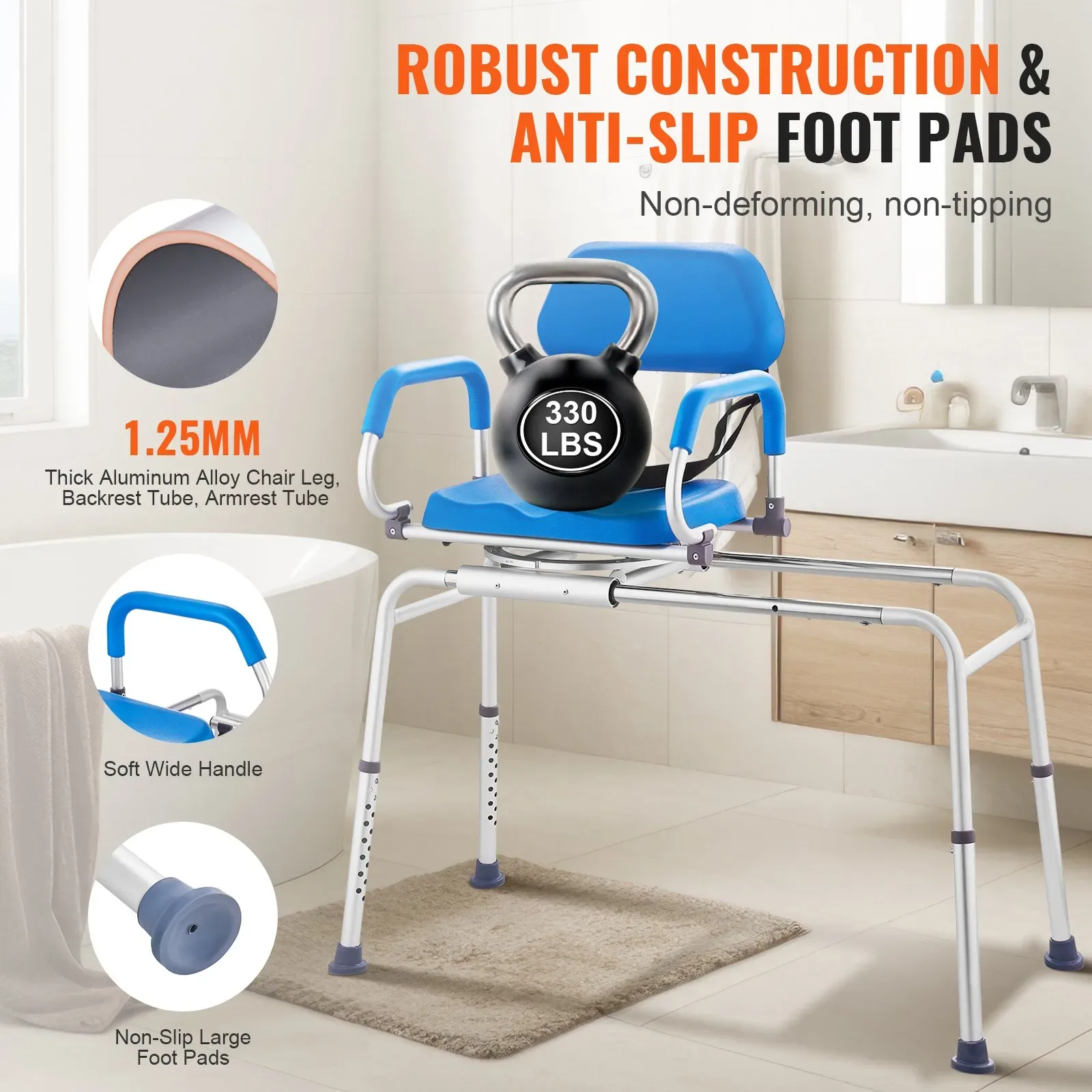 VEVOR Sliding Tub Transfer Bench with Swivel Seat - photo 3
