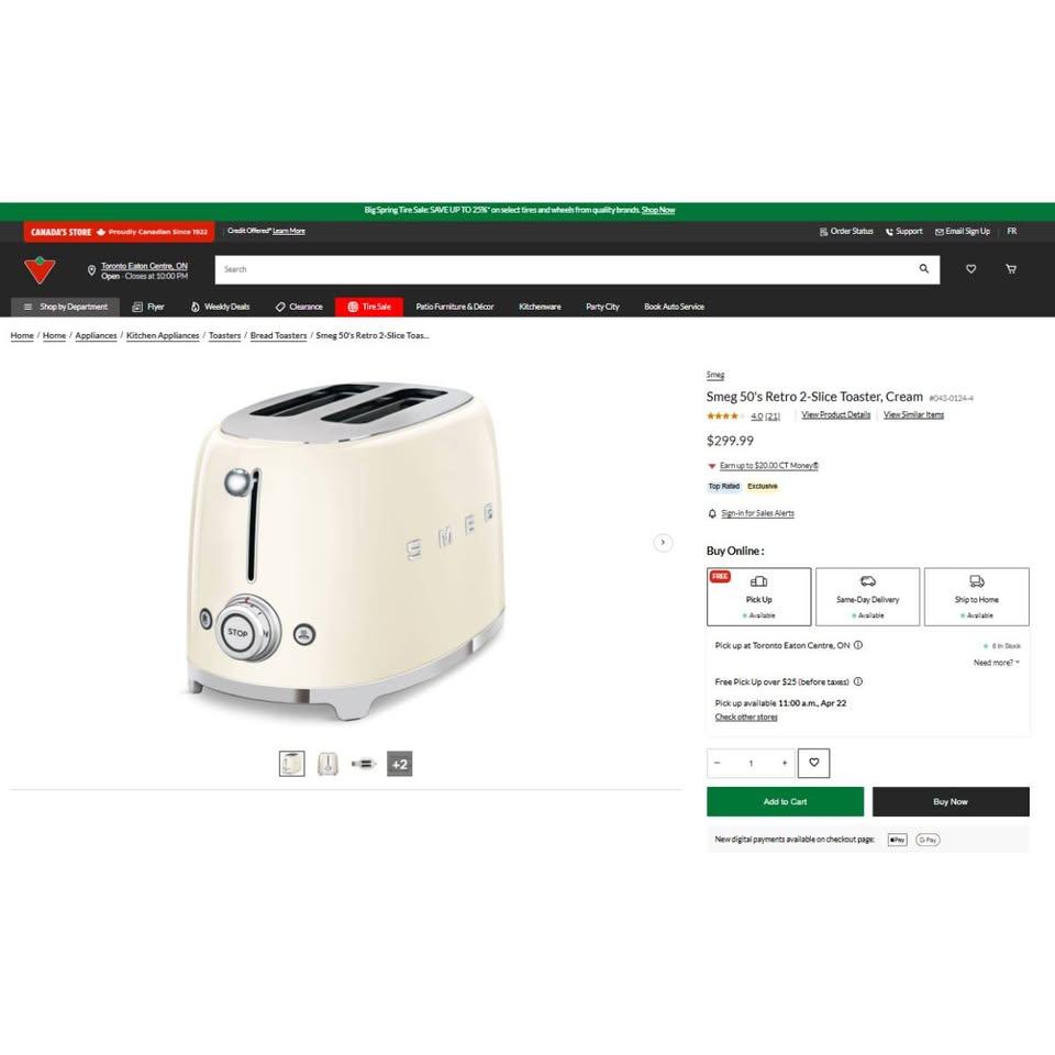 Store Price $340-SEALED UNOPENED Smeg 50's 2-Slice Toaster - photo 2