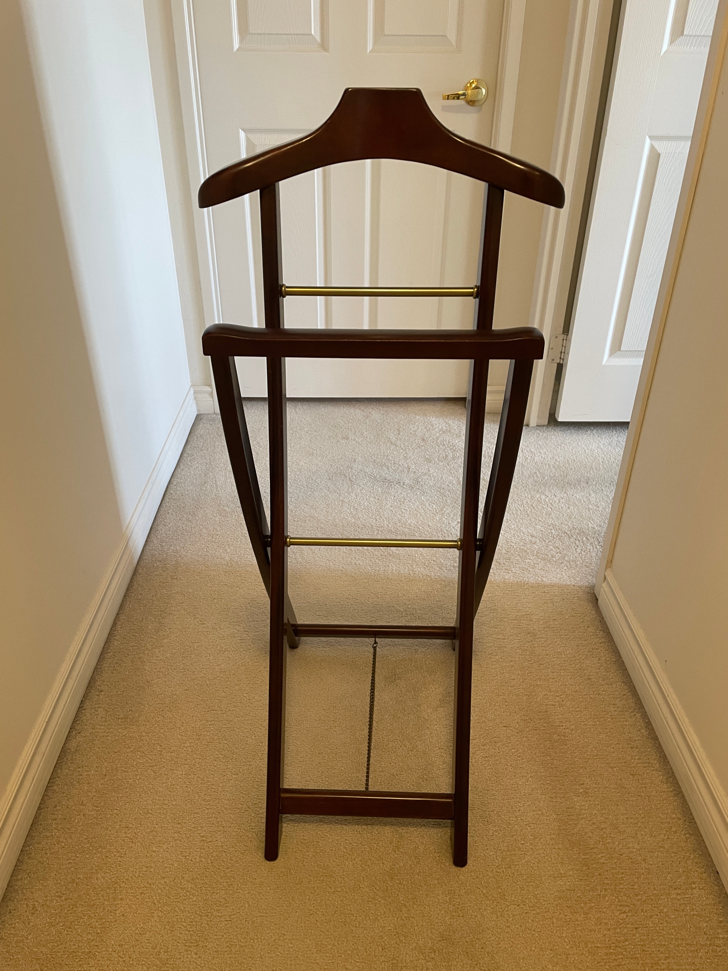 Bombay Co. Folding Valet Stand – Mahogany & Brass