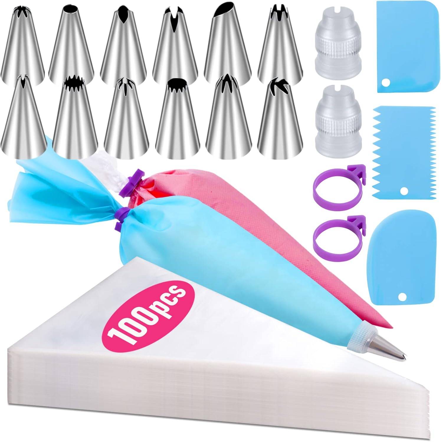 Piping Bags and Tips Set, 100Pcs 12 Inch Pastry Bags - photo 3