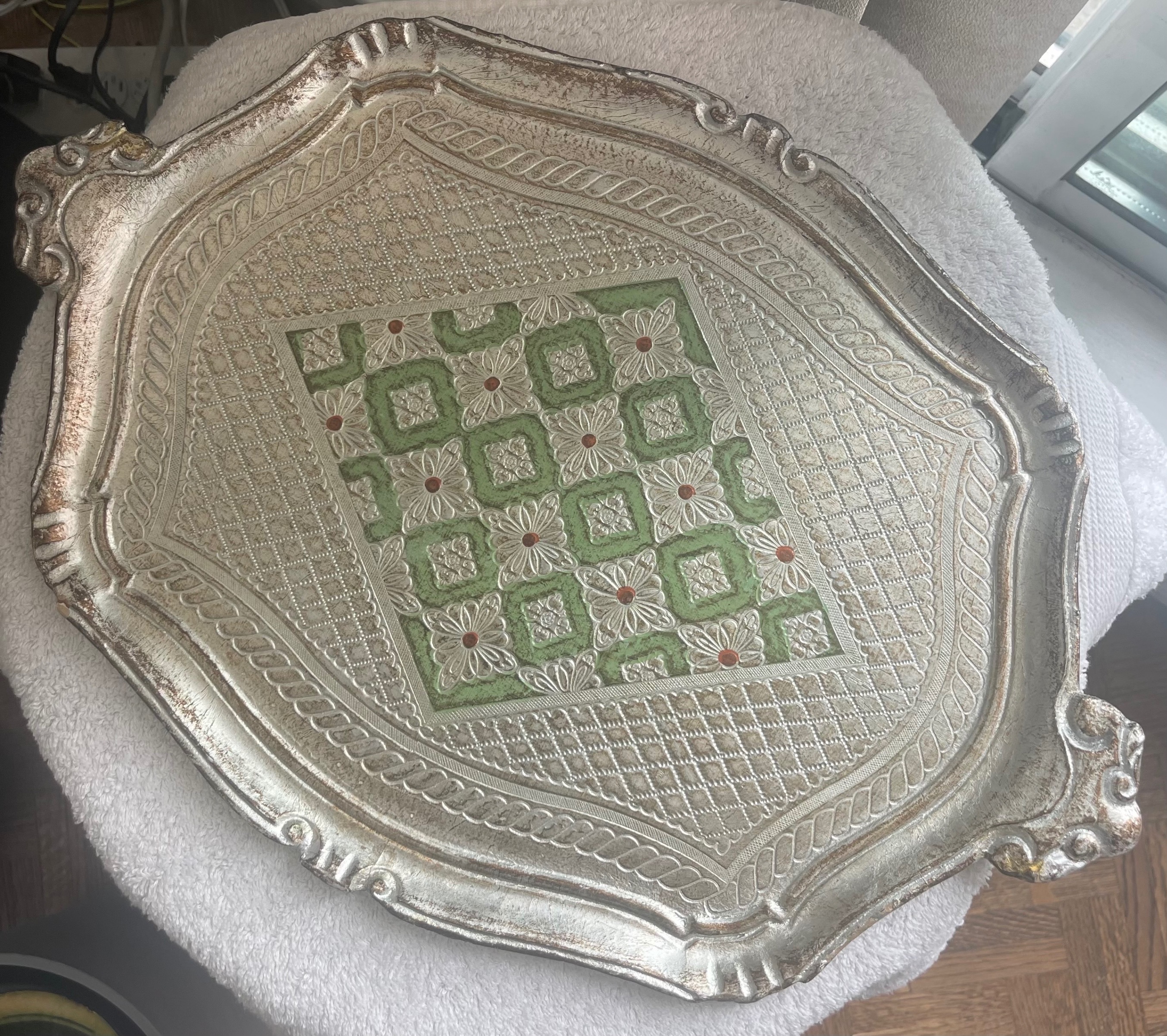 Large Vintage Italian Florentine Wood Serving Tray - photo 2