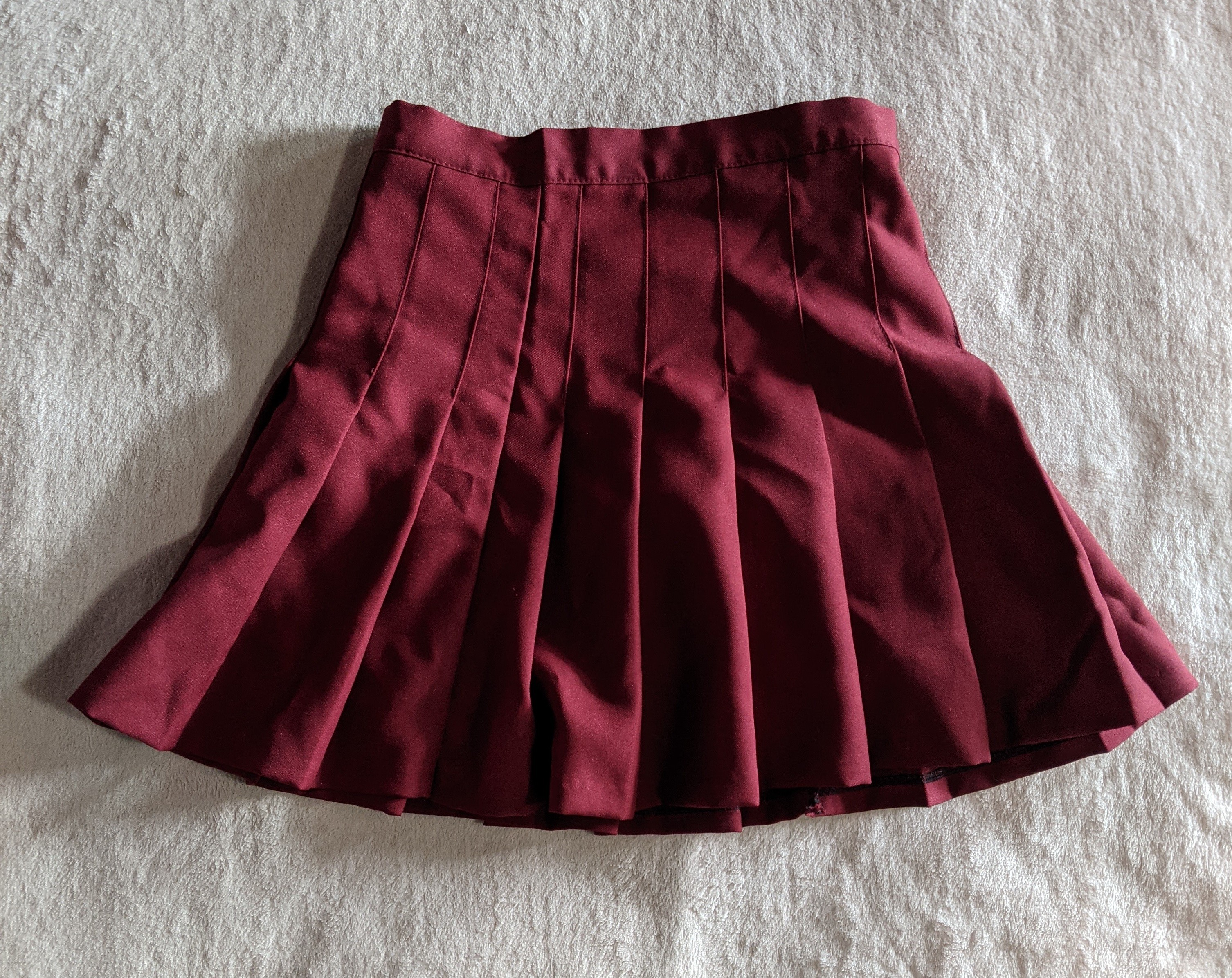 Red Pleated A-line Skirt