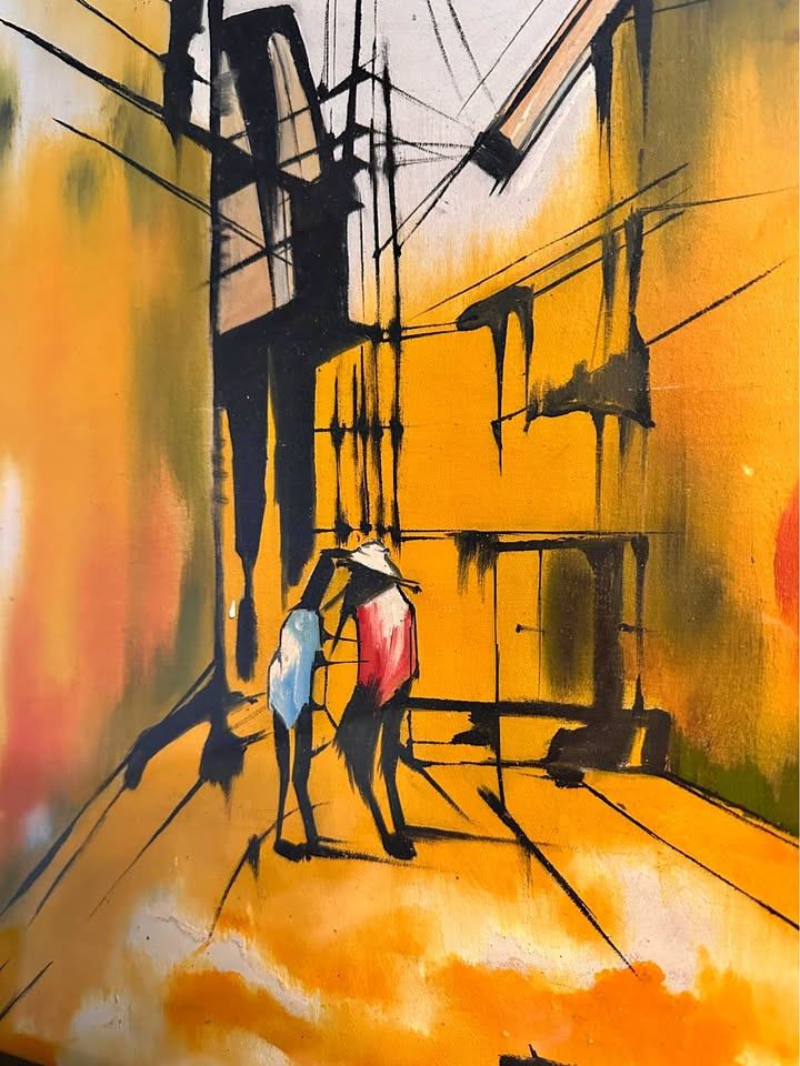 Large Vietnamese Painting, Framed
