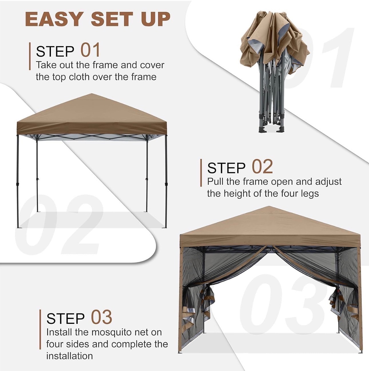 MASTERCANOPY Pop-Up Easy Setup Canopy with Screen walls 10'x10' - photo 4