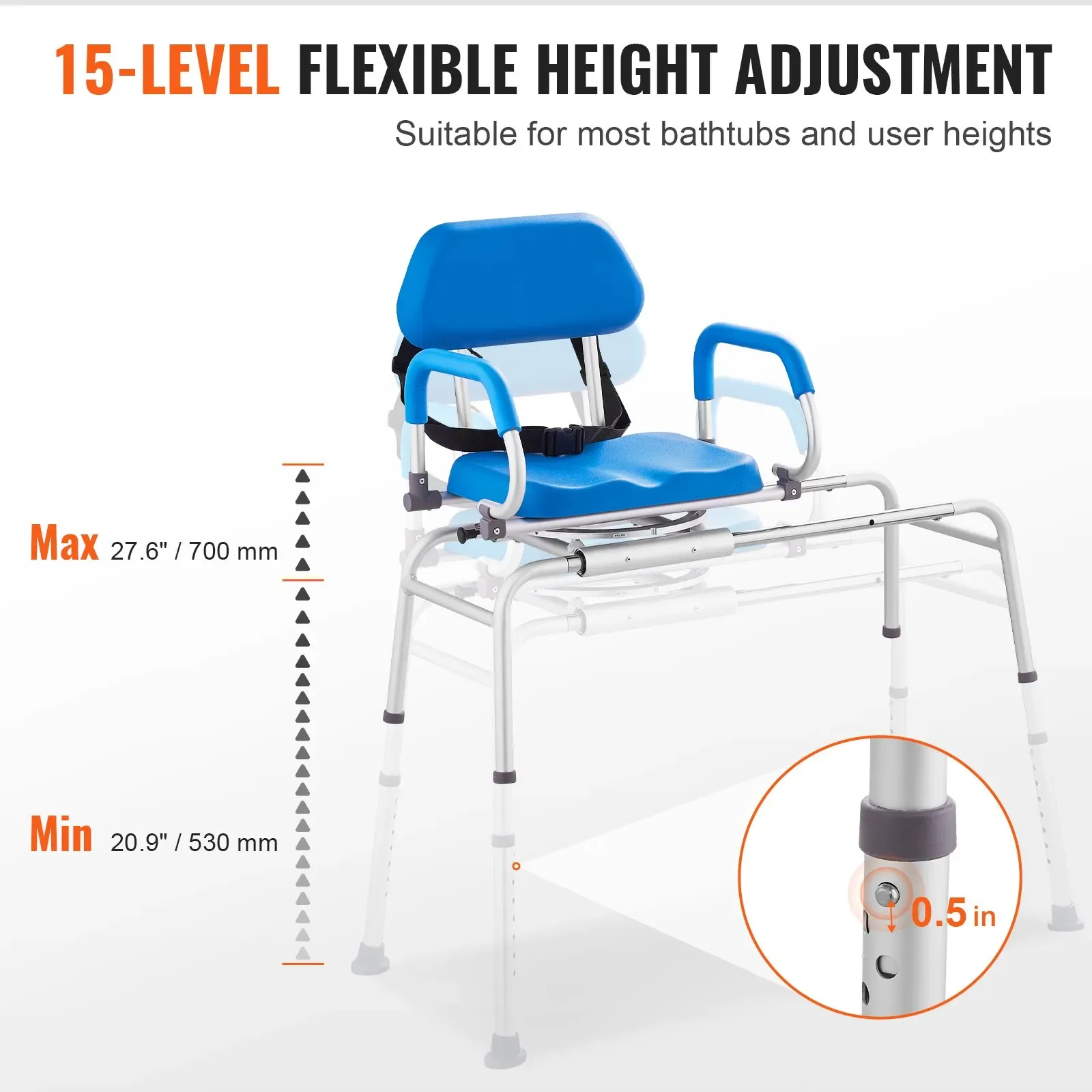 VEVOR Sliding Tub Transfer Bench with Swivel Seat - photo 4