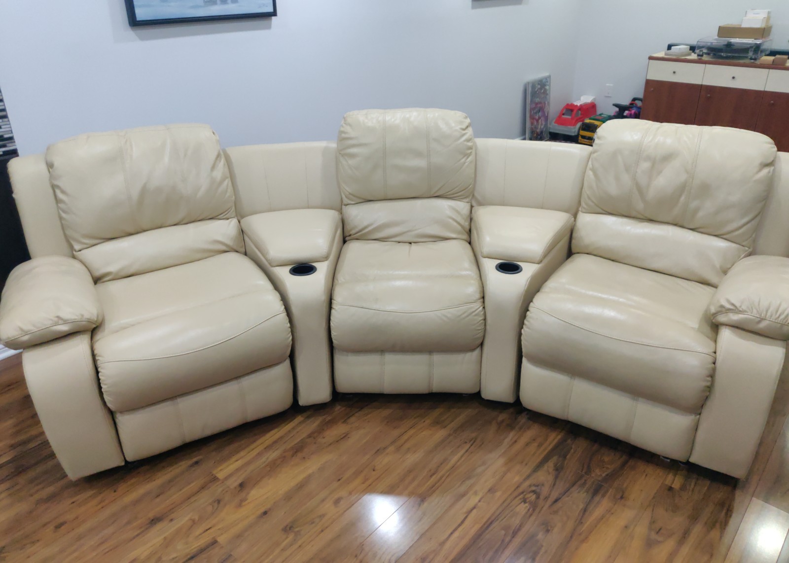 3 seat sofa home theatre recliner with storage