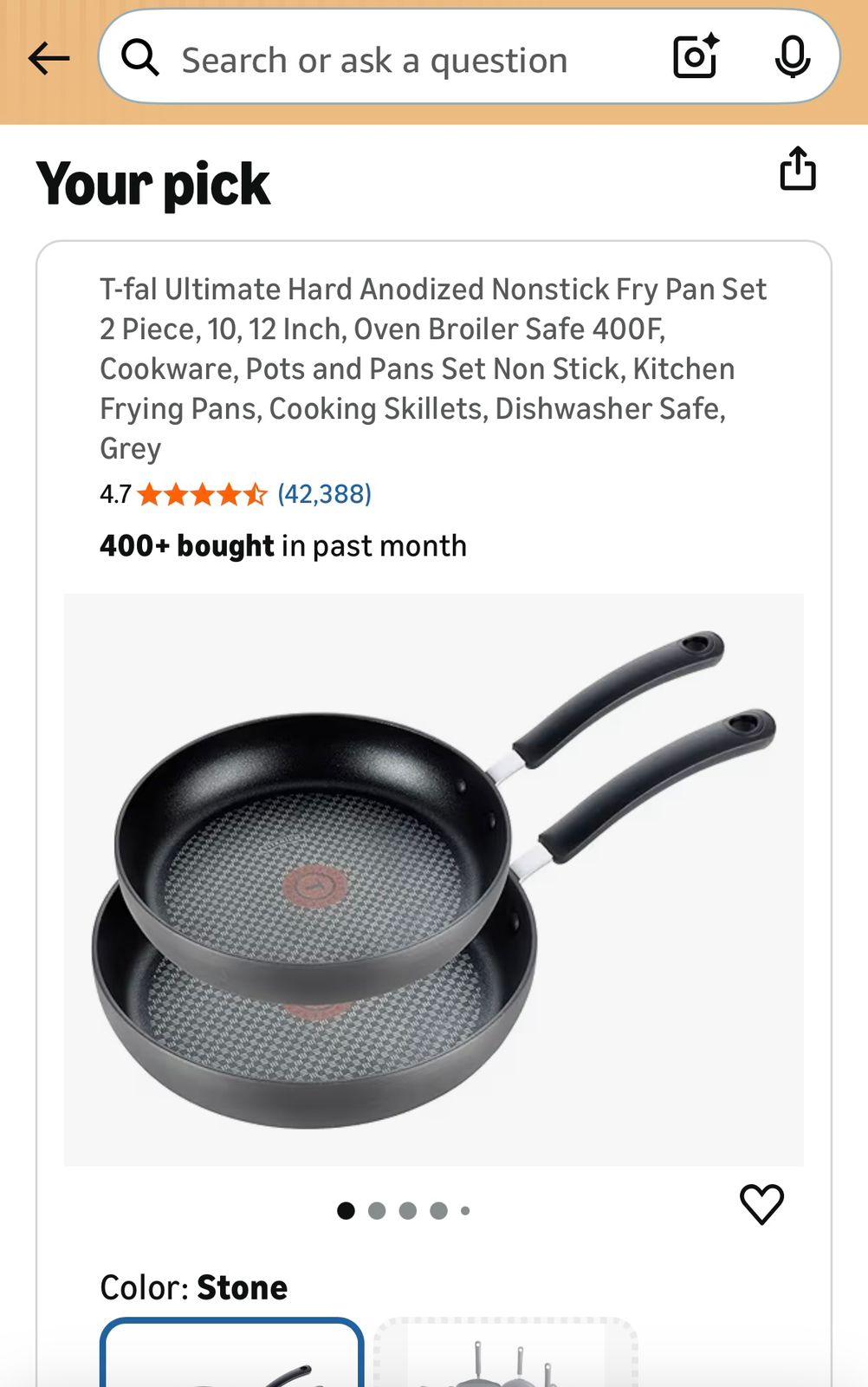T-fal Ultimate Hard Anodized Nonstick Fry Pan Set - 10 & 12 Inch
