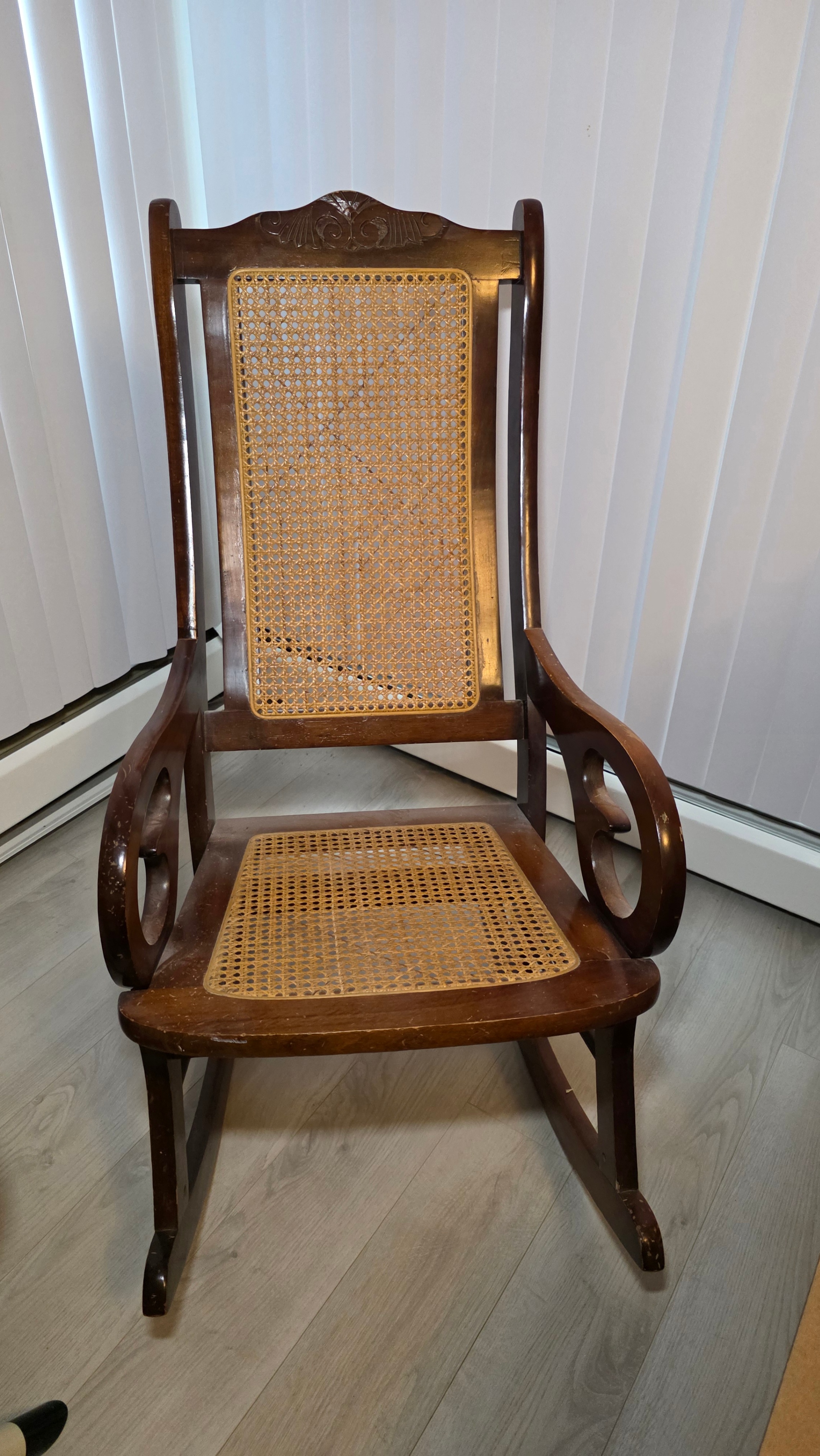 Wooden Rocking Chair with Cane Seat and Back - photo 2