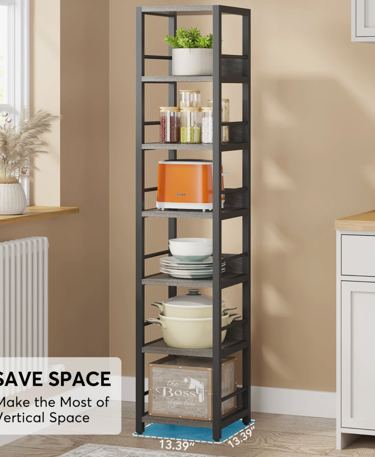 brand new set of 2 74.8" H x 13.39" W Wooden and Metal bookshelf - photo 2