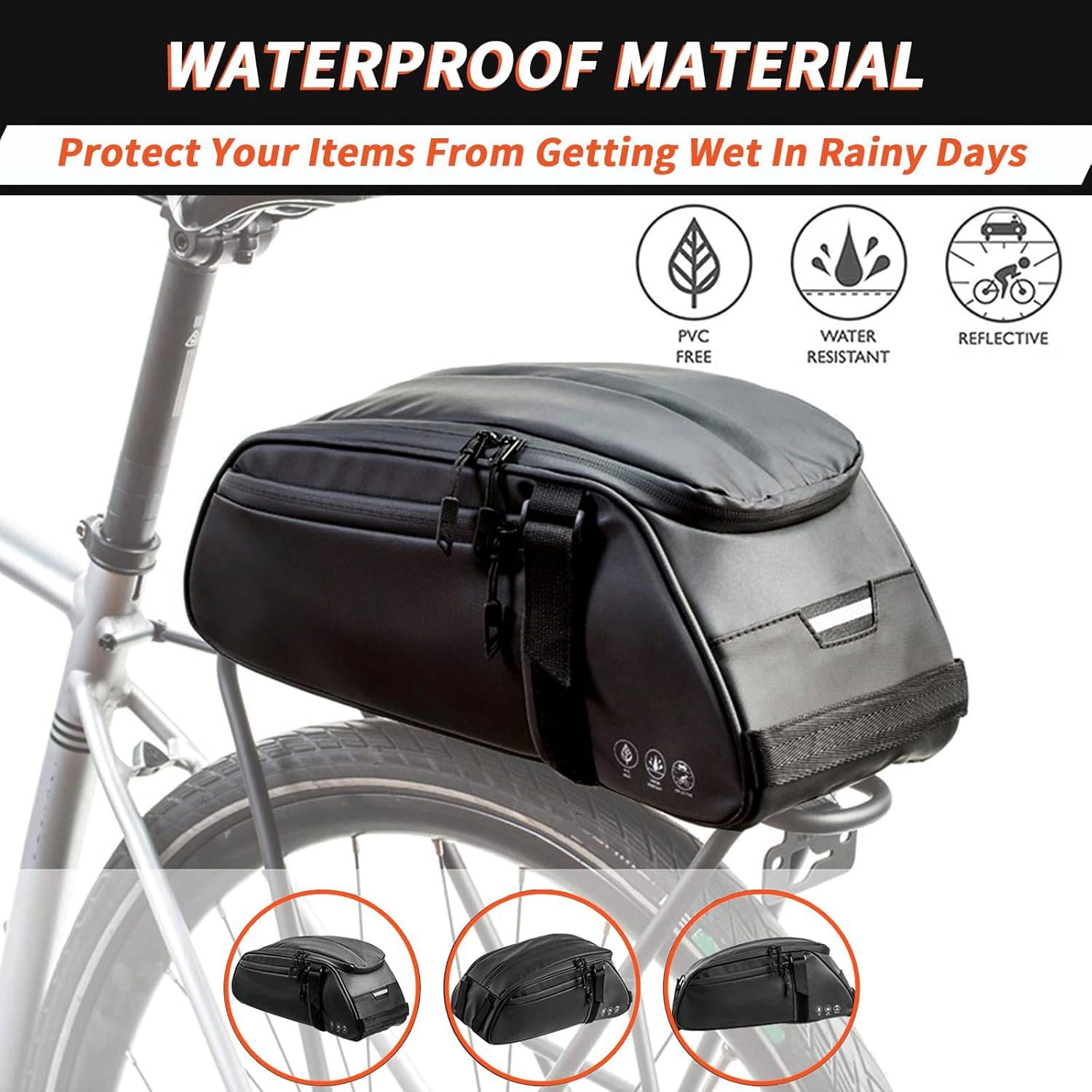 New Bike Bag Reflective Bicycle Pannier Rack  or Cross Body Bag - photo 5