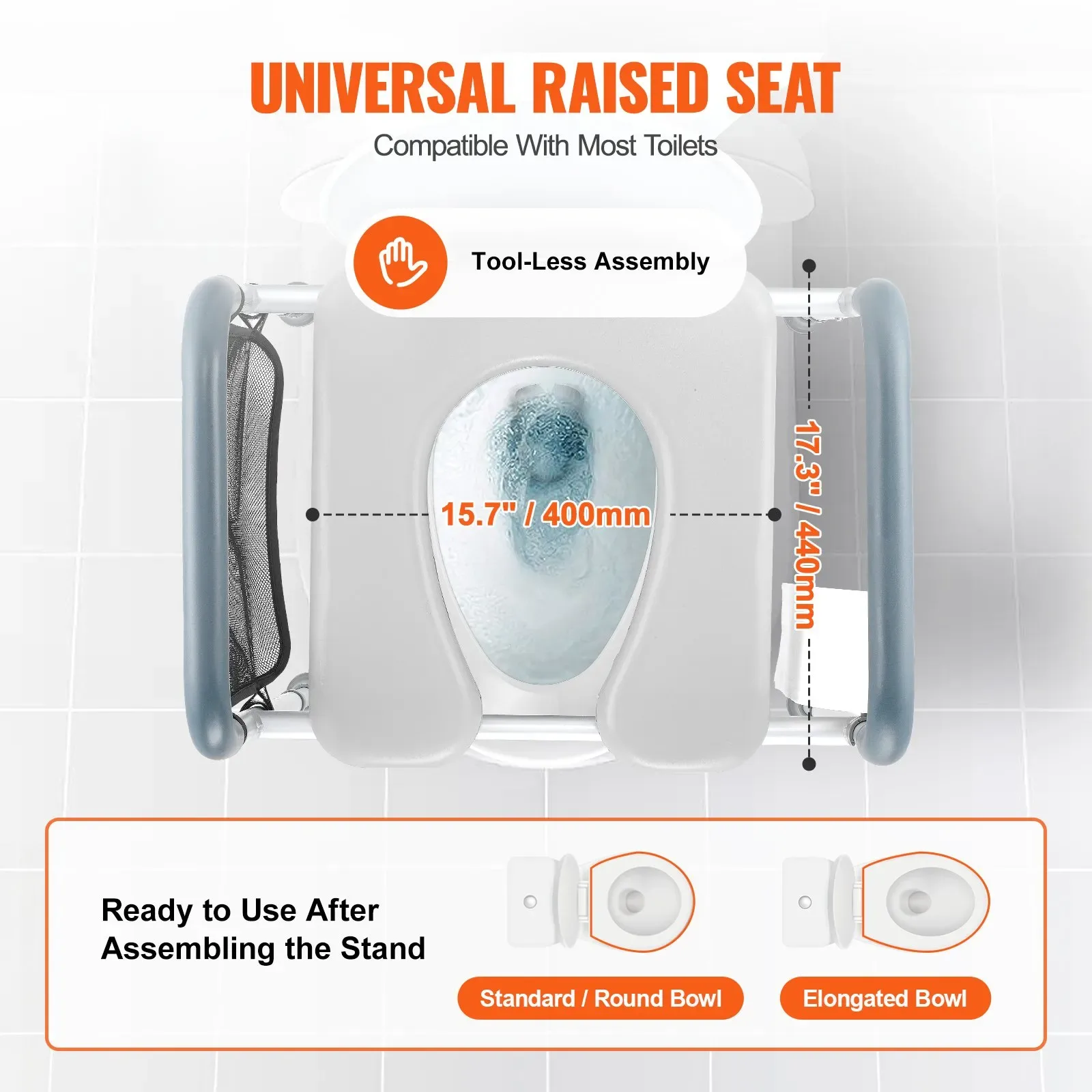 VEVOR Raised Toilet Seat, 7-Position Height Adjustment - photo 3