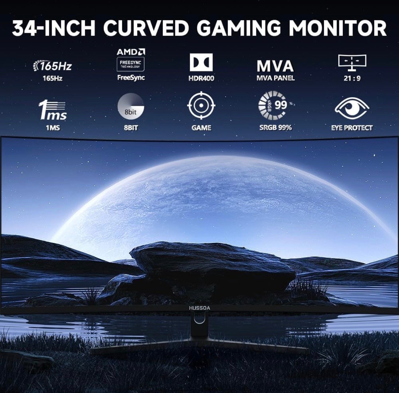 34" Gaming Monitor 165Hz WQHD 3440x1440 1500R Adaptive G-Sync - photo 3