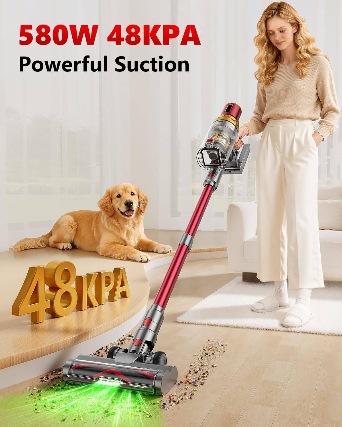 Cordless Vacuum Cleaner, 580W 48Kpa Vacuum Cleaner for Home - photo 3