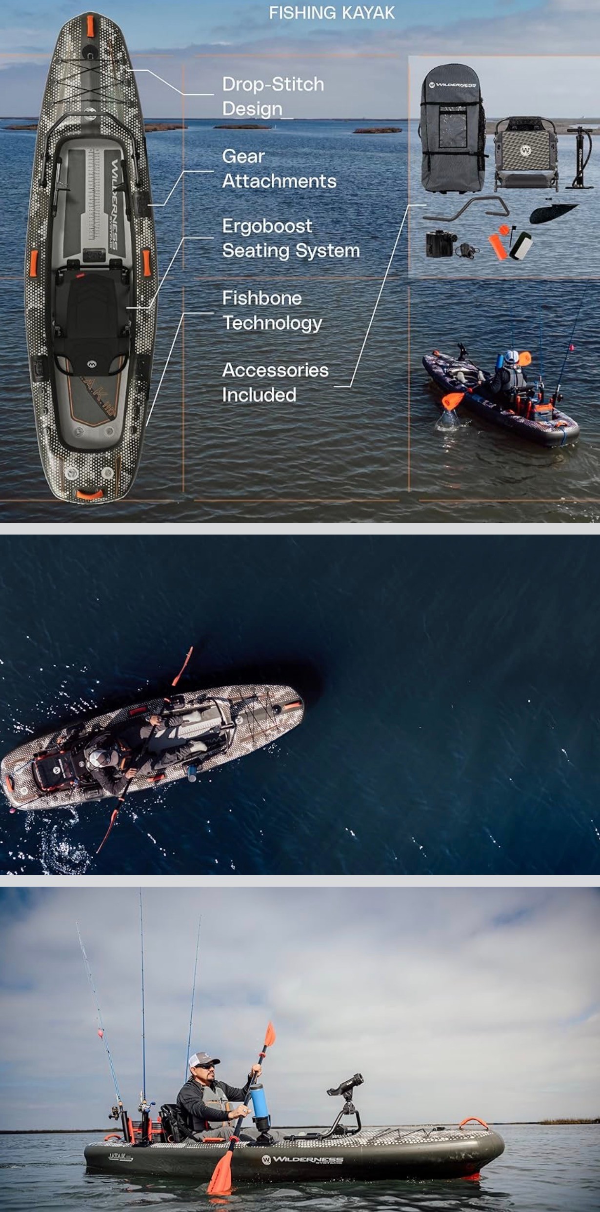 NEW: Fishing Kayak Inflatable Drop-Stitch Kayak 11ft Digital Cam - photo 3