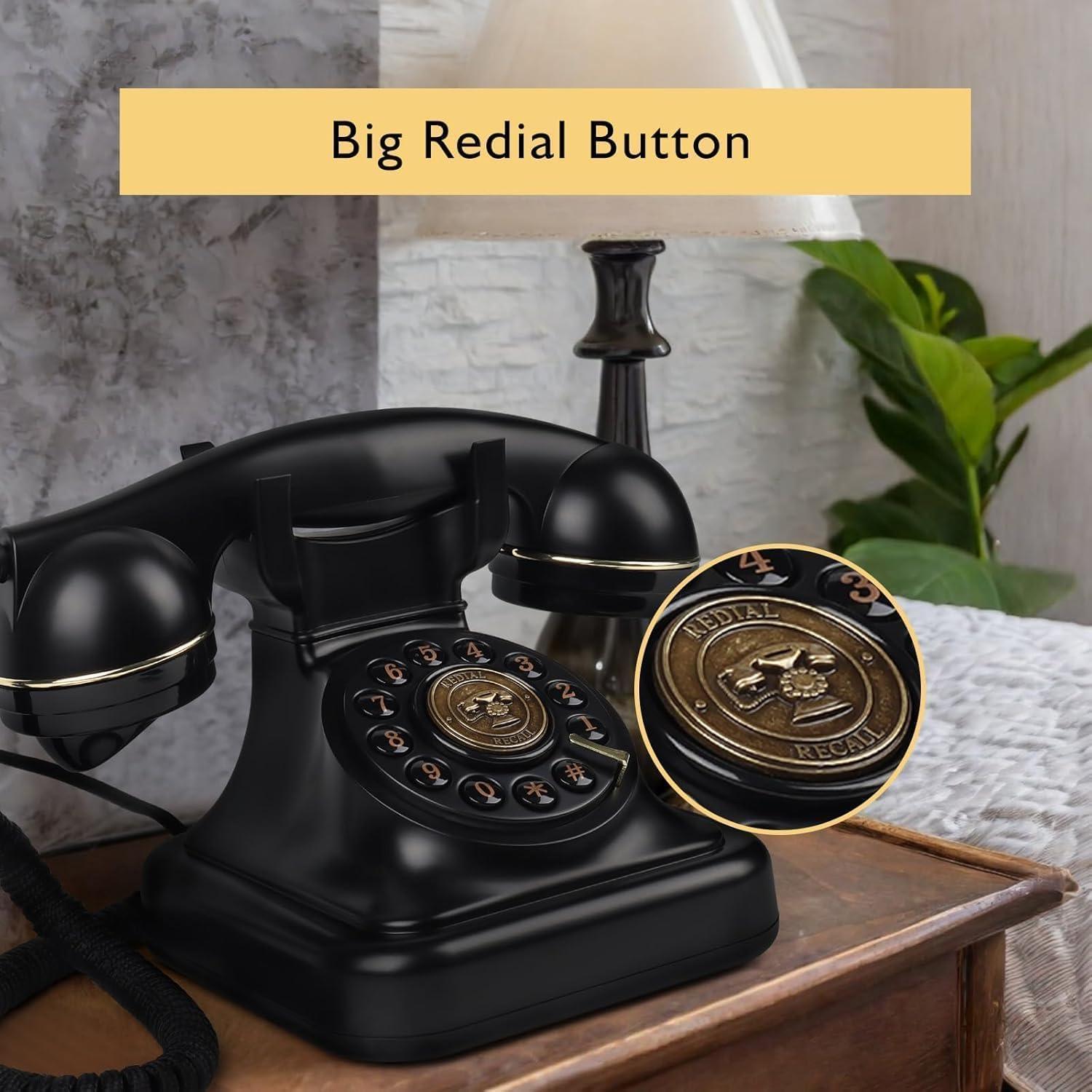 Rotary Corded Vintage Phone – Classic Black