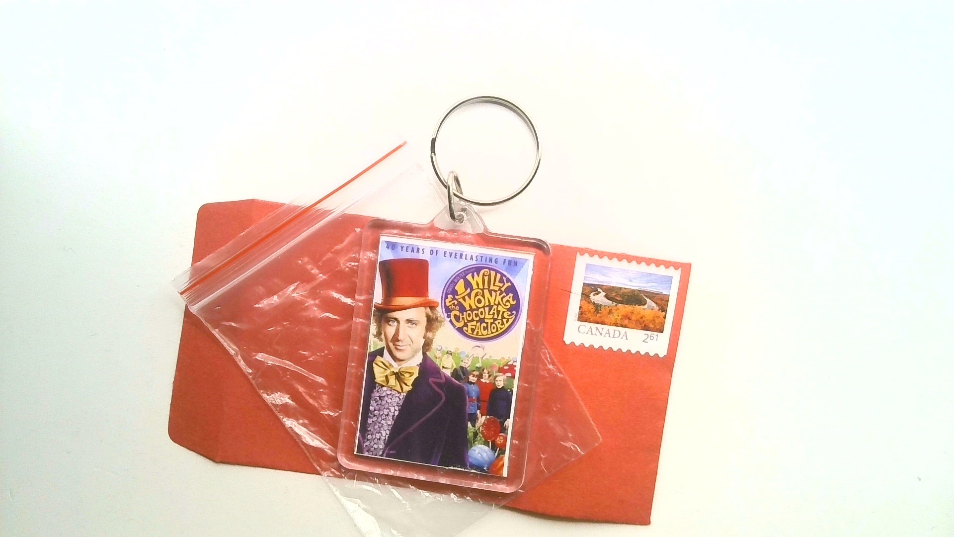 WILLY WONKA ( CHOCOLATE FACTORY DVD KEY CHAIN ) FREE SHIPPING