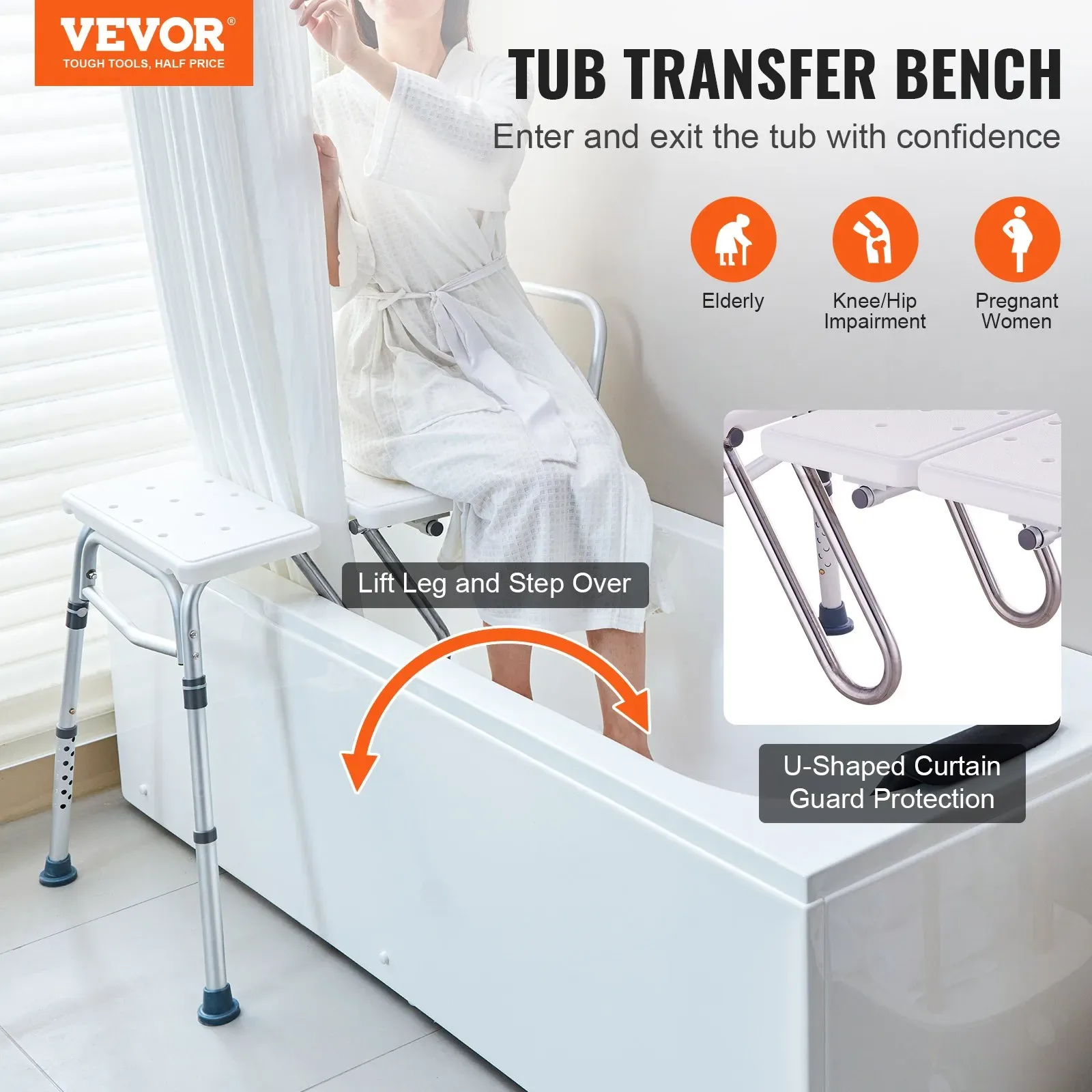 Vevor Tub Transfer Bench with Shower Head Holder