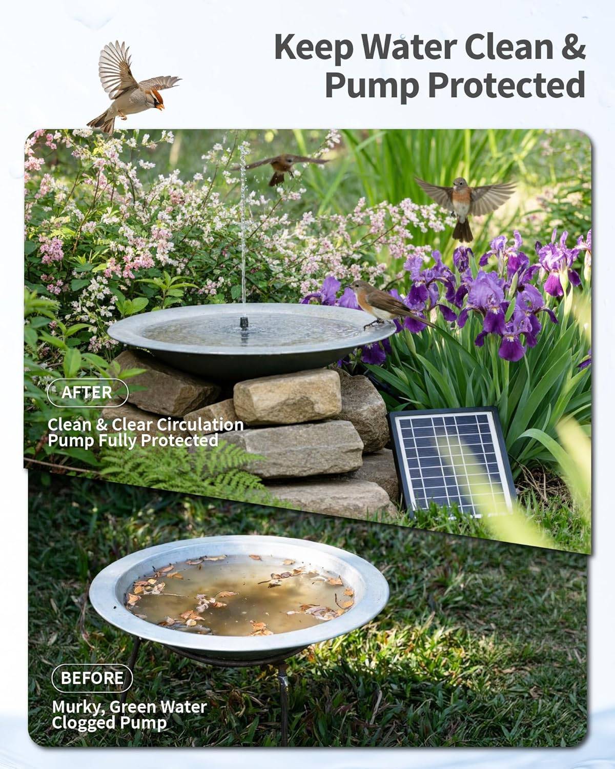 POPOSOAP 4W Solar Fountain Pump with Filter Box, Solar Powered - photo 3