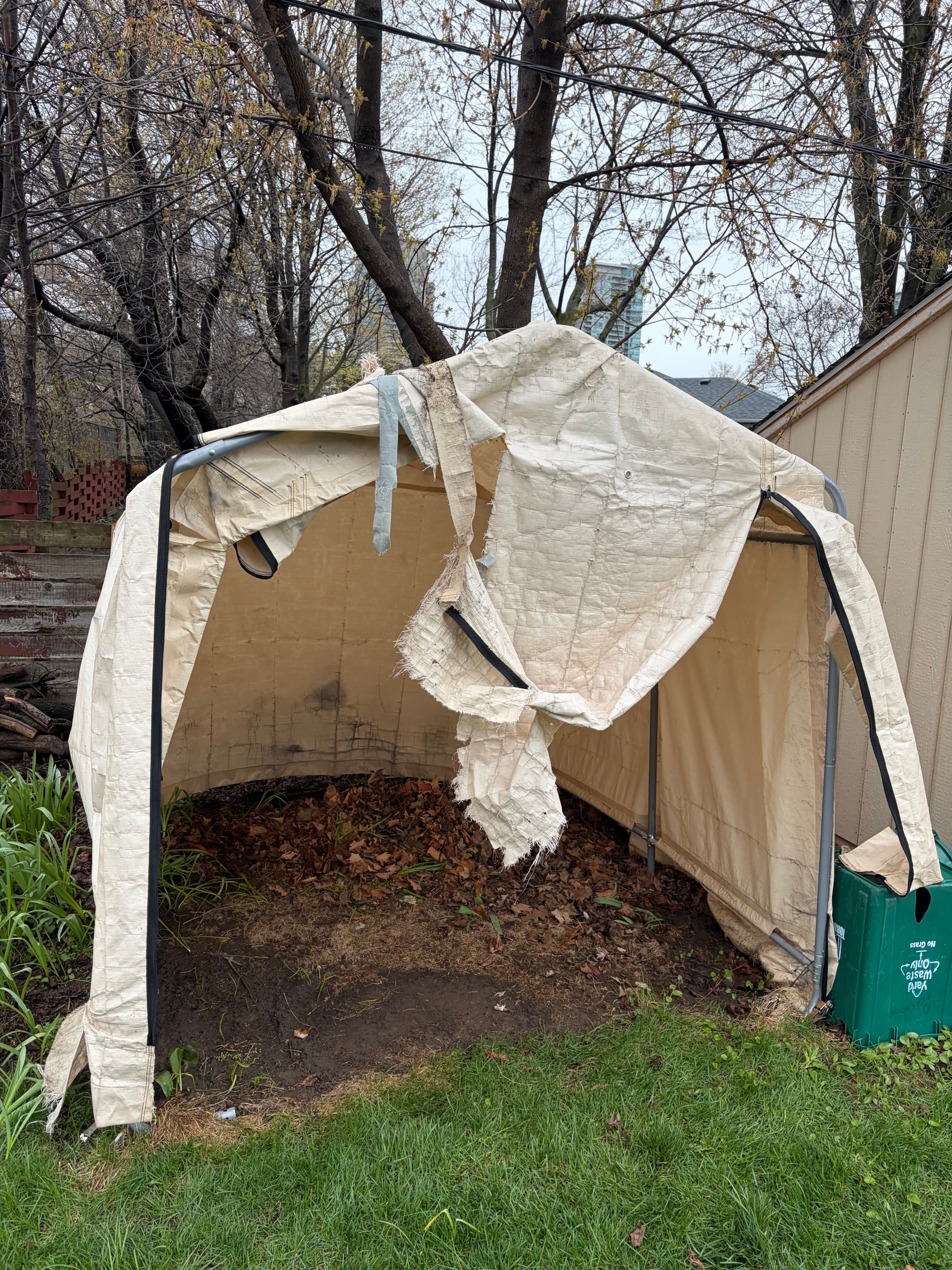 ShelterLogic 10×10×8 Shed - Frame in Good Shape, Cover Trashed - photo 3