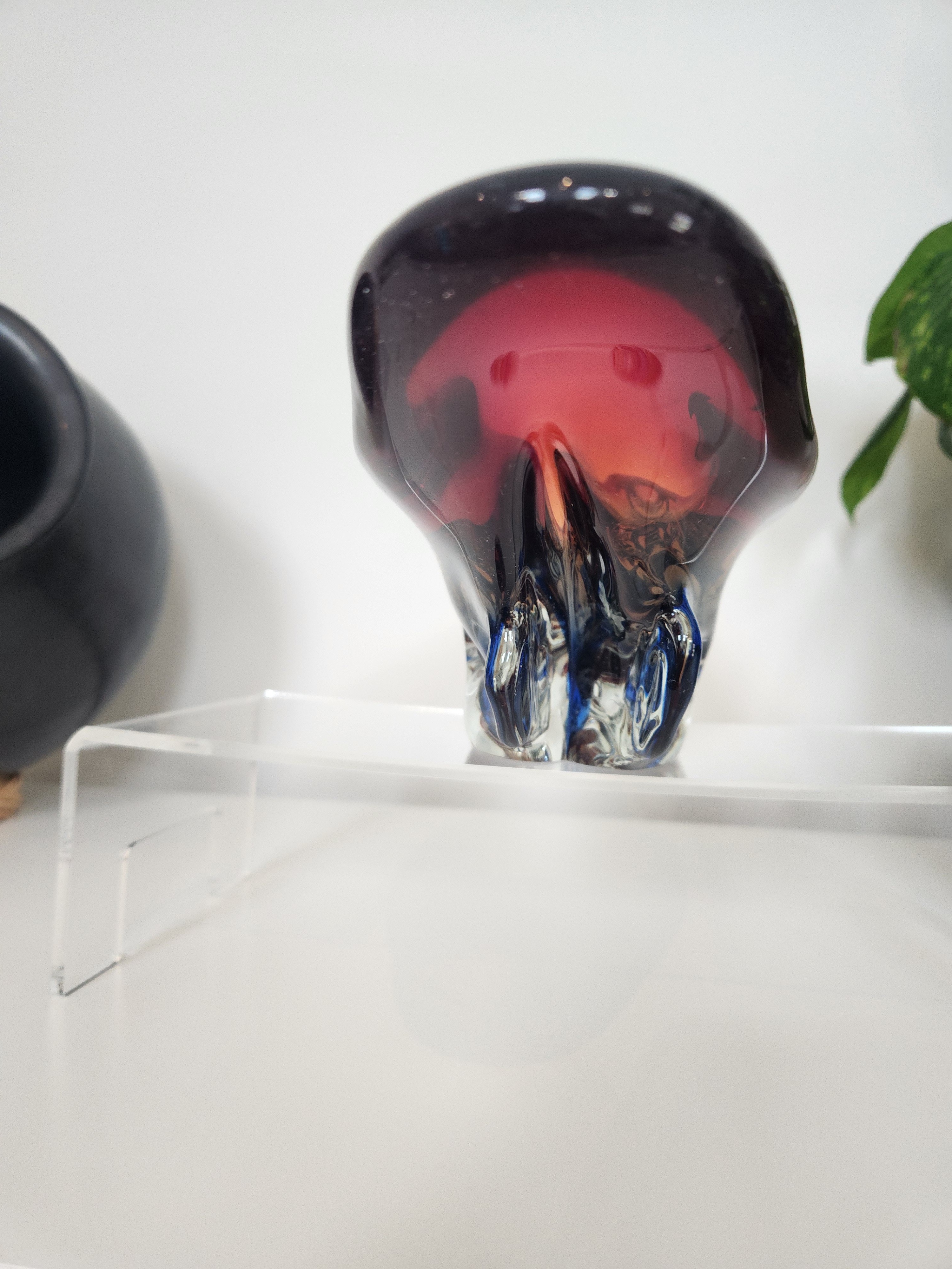 Stunning Red & Blue MCM Art Glass, Oblong Centerpiece / Dish - photo 4