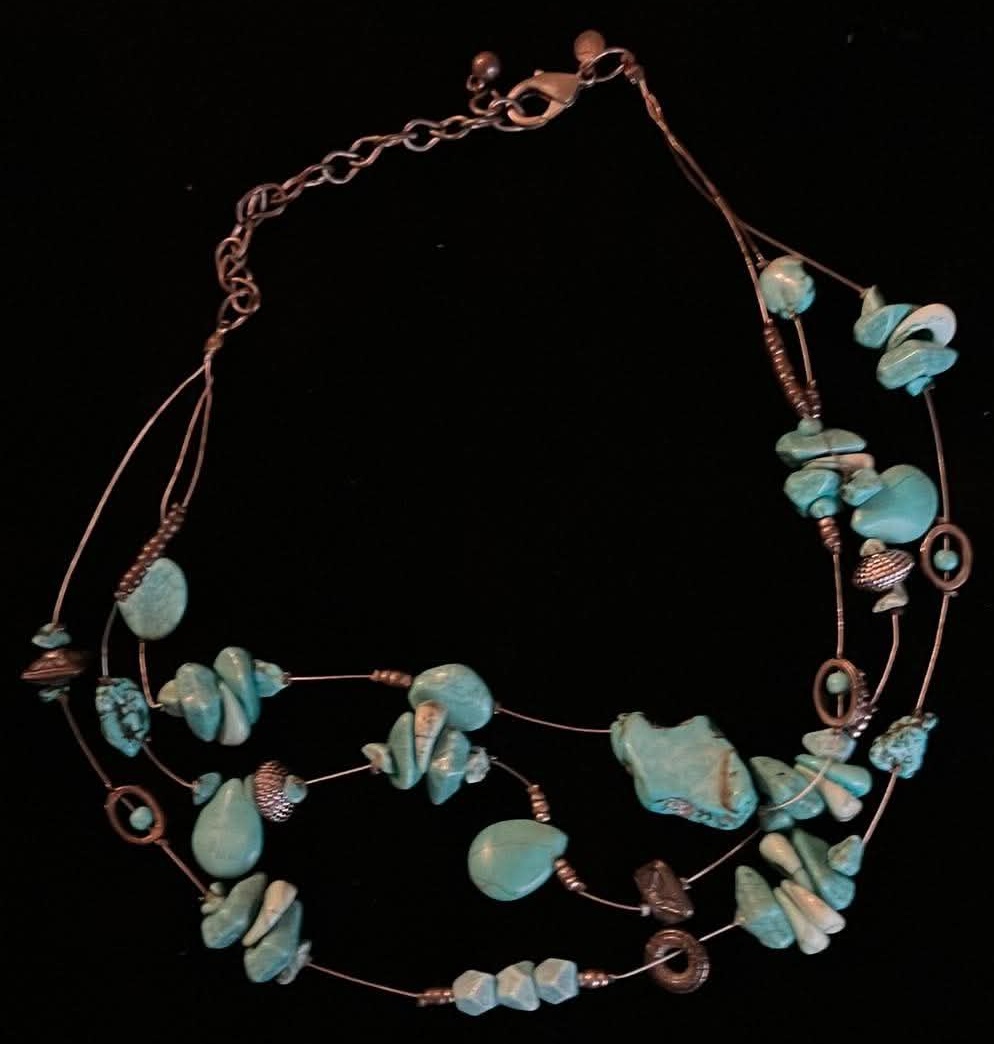 Vintage Chicos Bohemian Multistrand Turquoise Beaded Necklace
