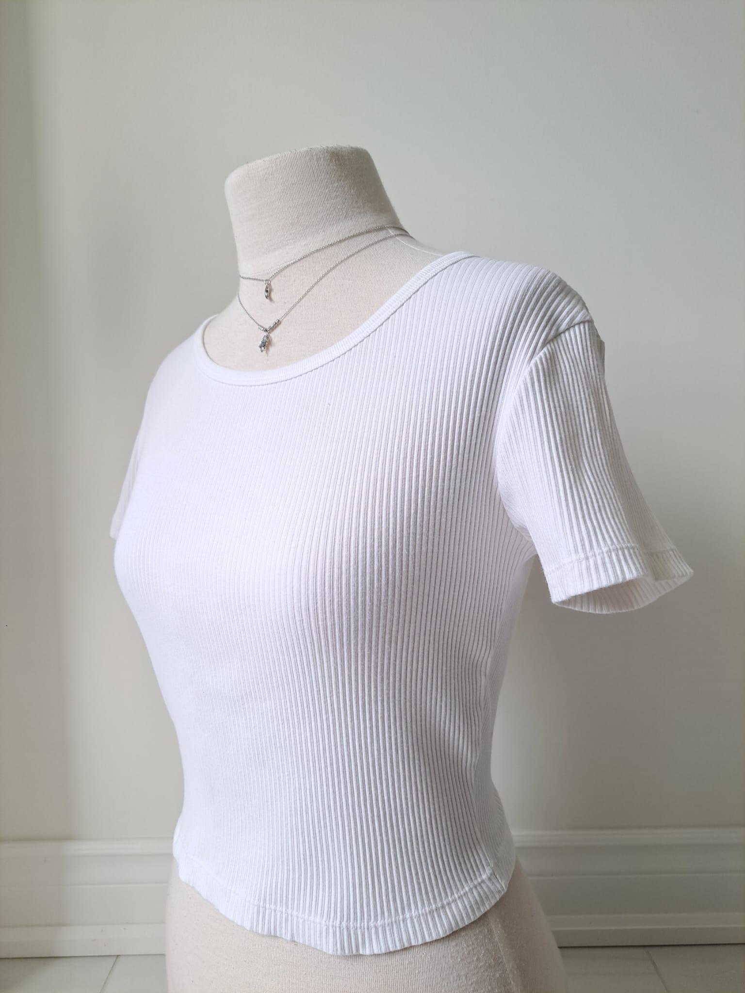🐇 White Ribbed Cropped Top - photo 2