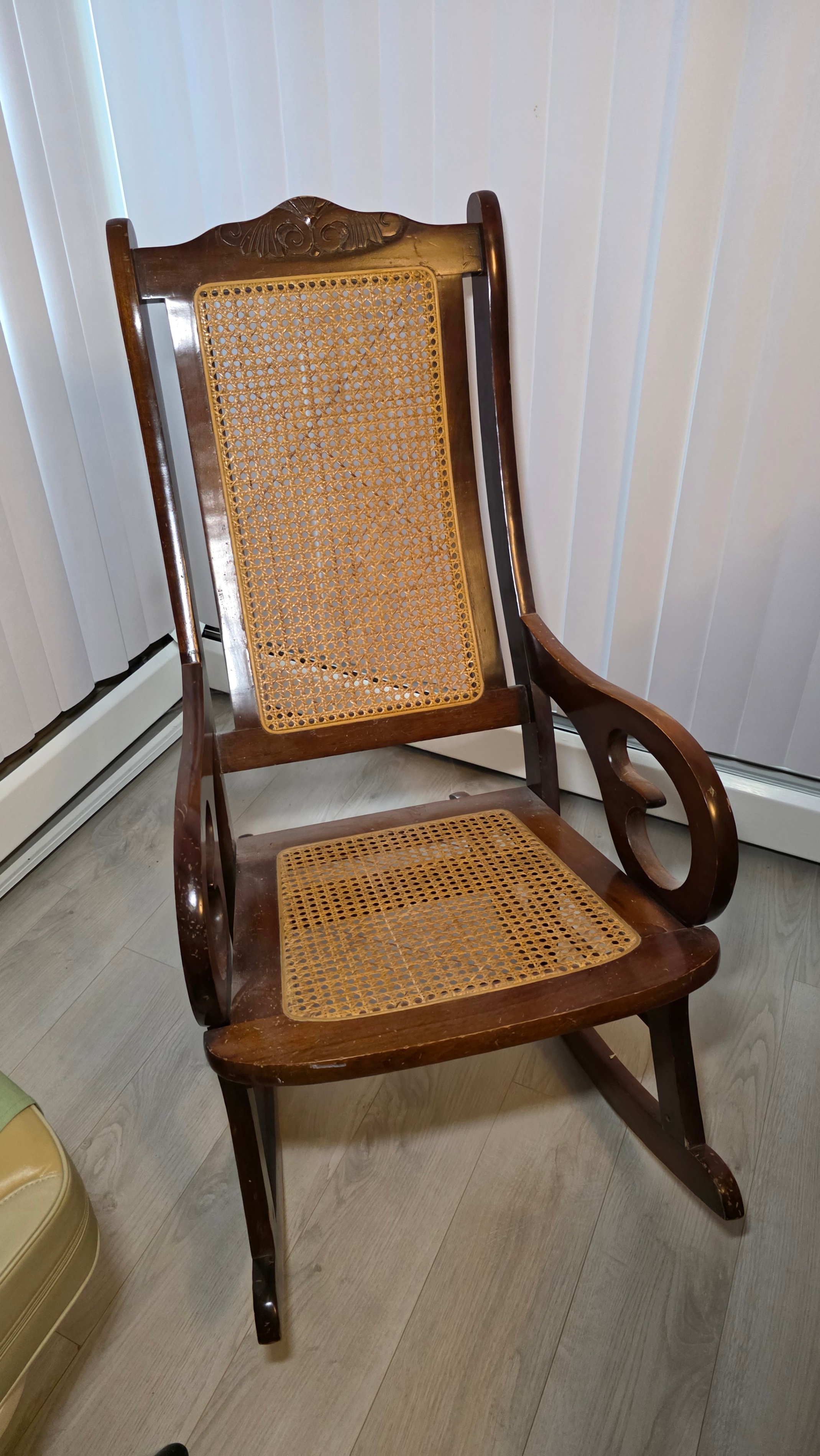 Wooden Rocking Chair with Cane Seat and Back