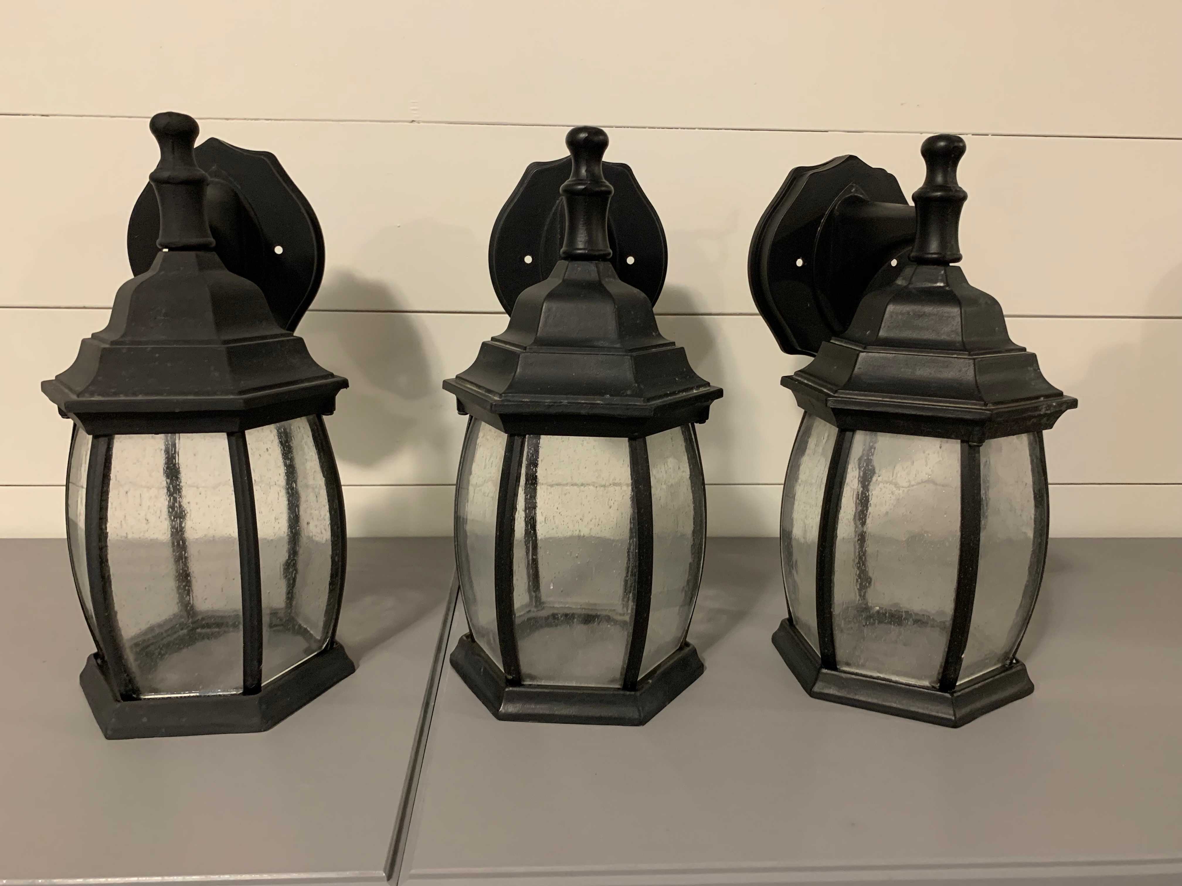 3 Black Outdoor Wall Lanterns