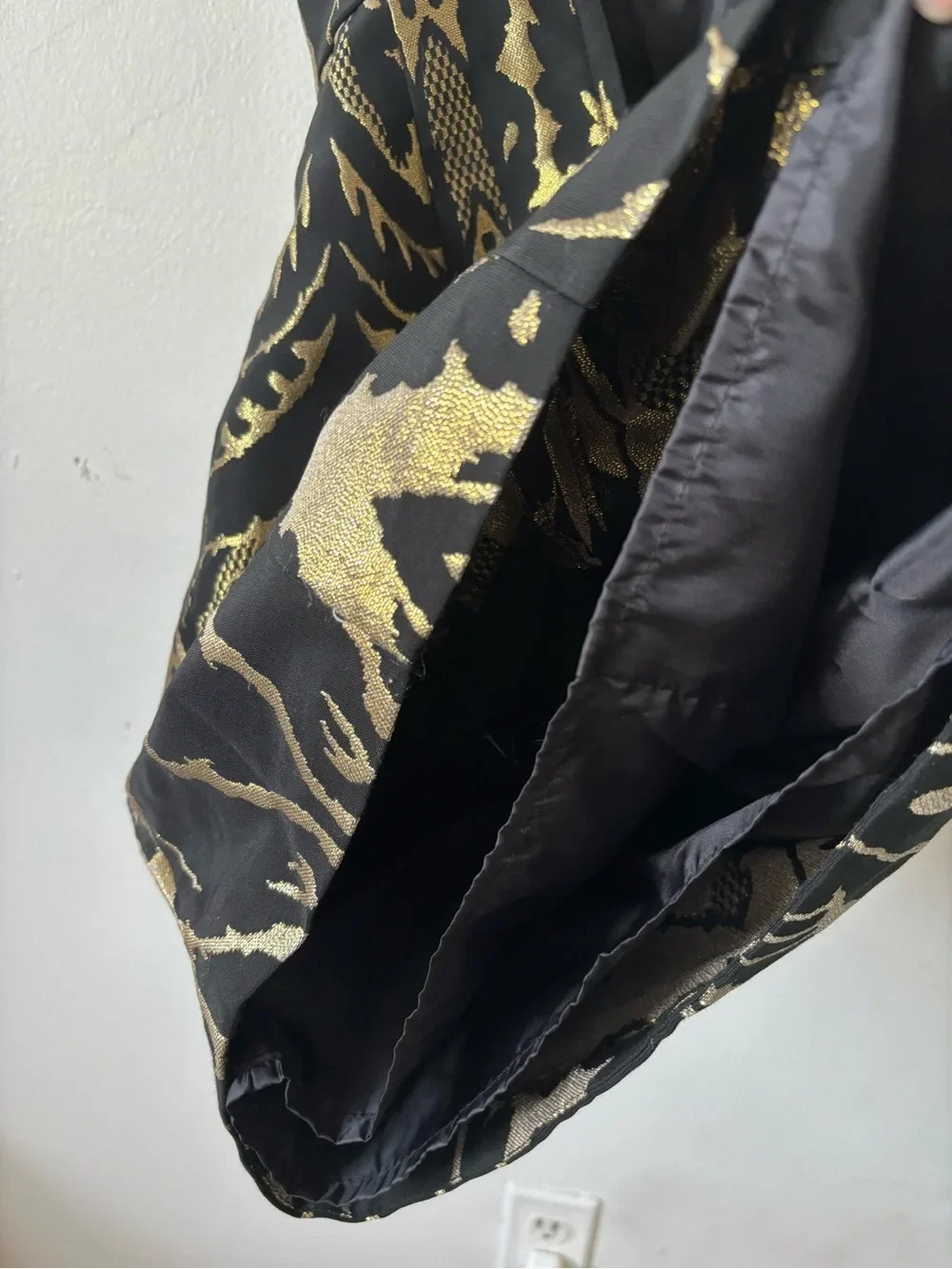 H&M Strap Mini Dress in Black and Gold Jacquard - photo 5