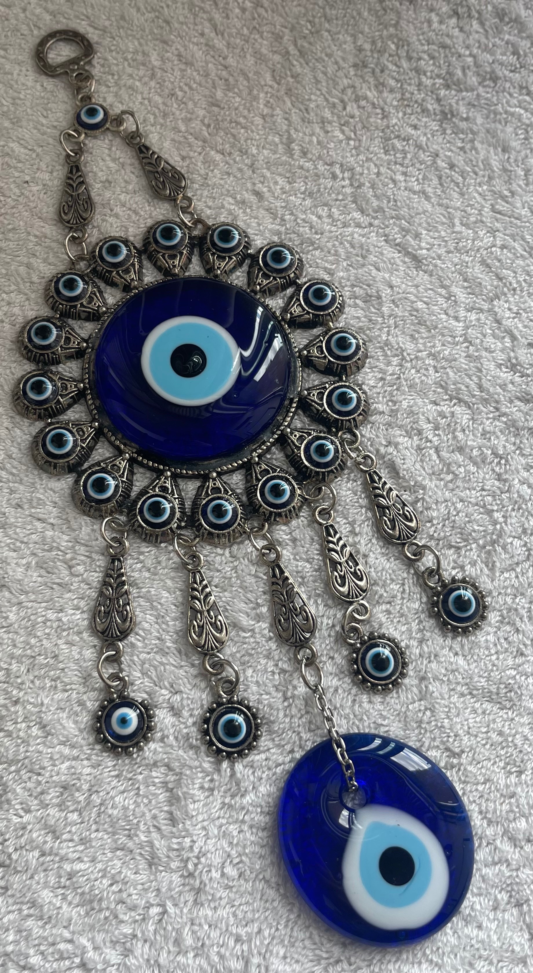 Large 12" Turkish Evil Eye (Nazar) - Glass & Metal - photo 2
