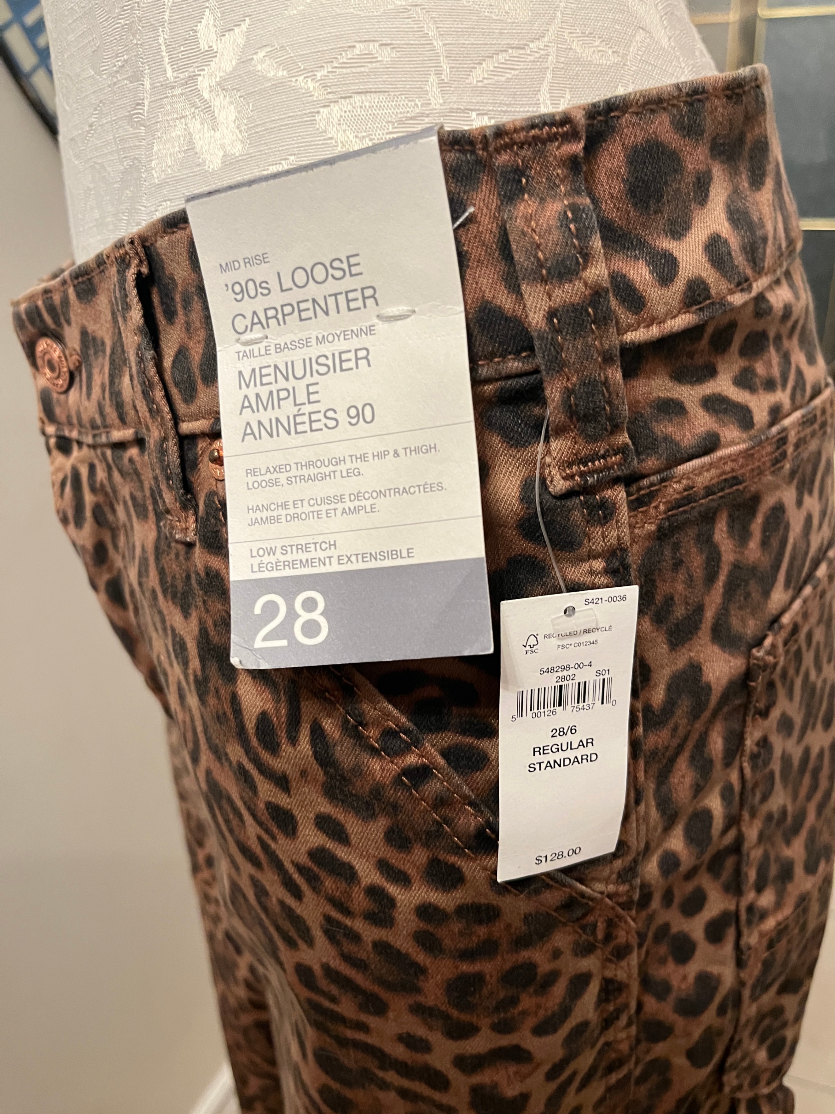Gap '90s Loose Carpenter Leopard Print Jeans Size 28 - photo 3